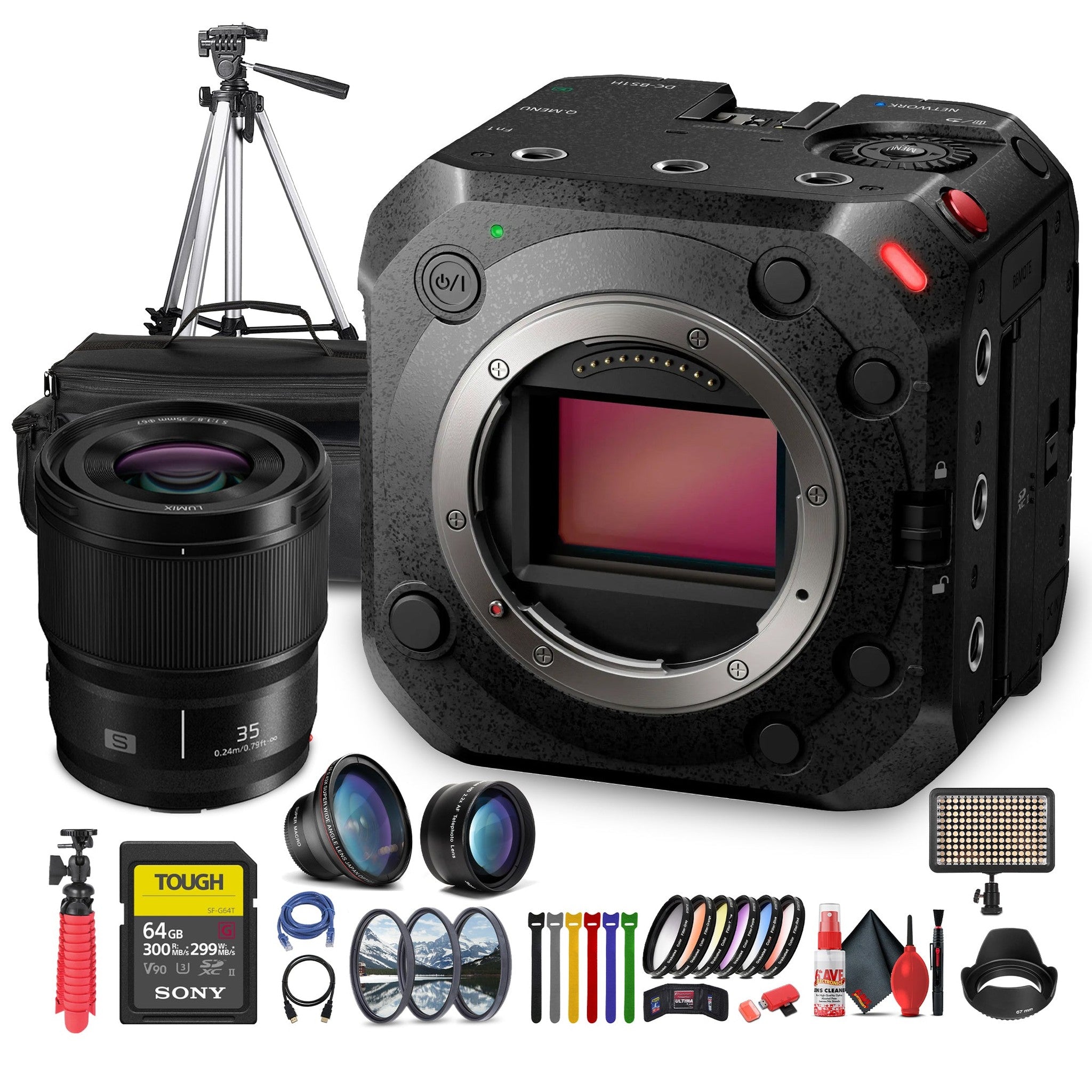 Panasonic Lumix BS1H Full-Frame Box Cinema Camera + More Accessory Bundle Panasonic