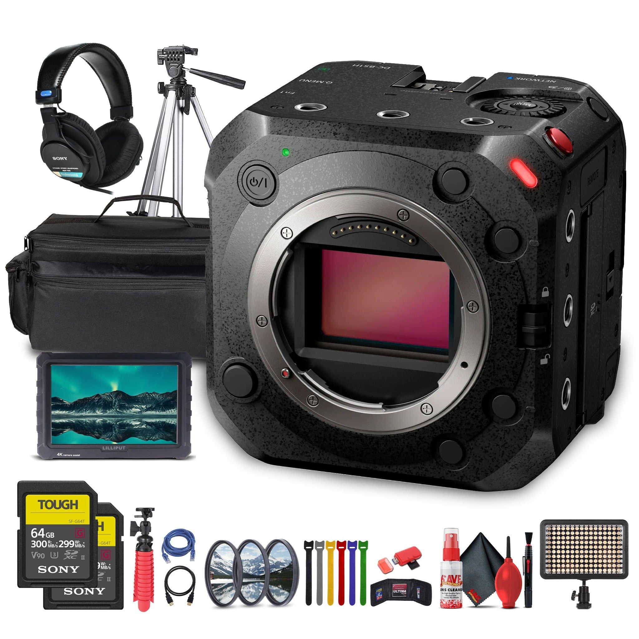 Panasonic Lumix BS1H Full-Frame Box Cinema Camera + More Accessory Bundle Panasonic