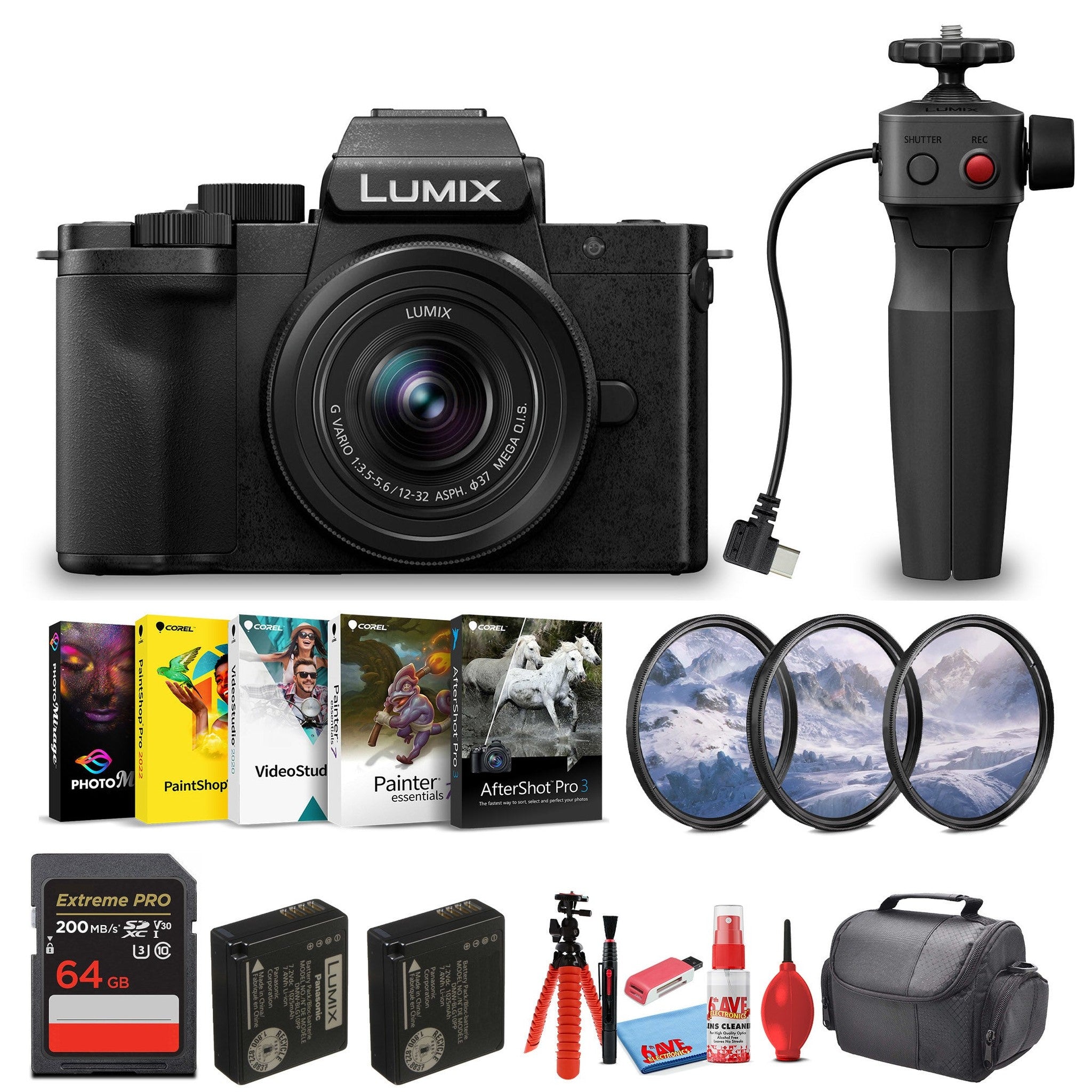 Panasonic Lumix G100D Mirrorless Camera | 12-32mm Lens with Tripod Grip Bundle Panasonic