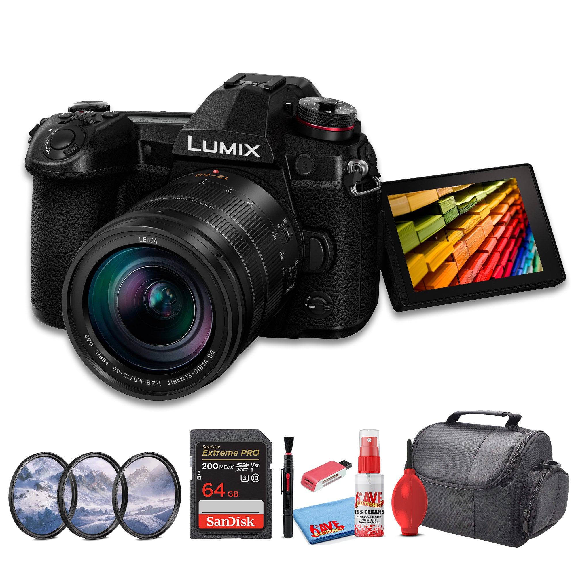 Panasonic Lumix G9 Mirrorless Camera with 12-60mm f/2.8-4 Lens (DC-G9LK) + More