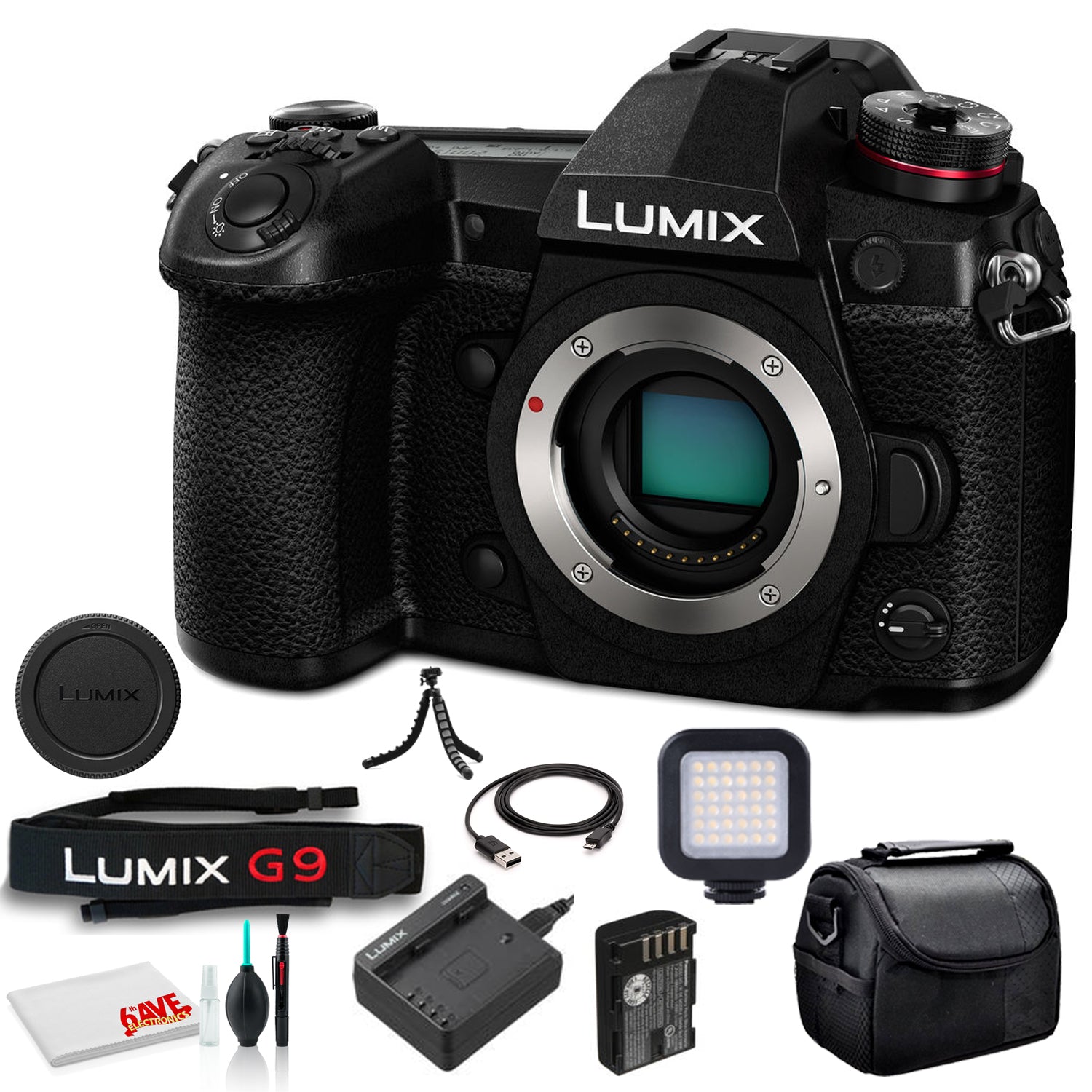Panasonic Lumix DC-G9 Mirrorless Digital Camera (Body Only) (DC-G9KBODY) Base Bundle