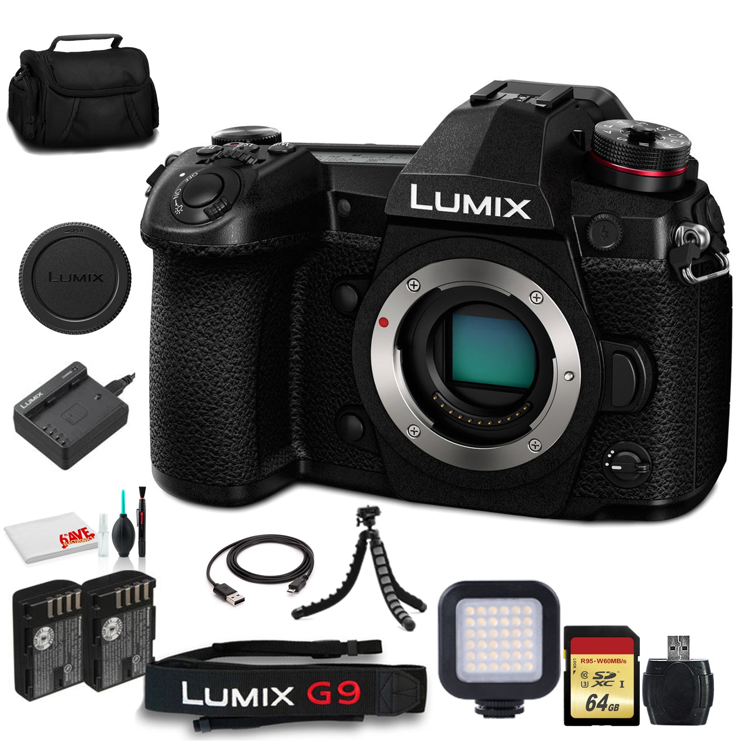 Panasonic Lumix DC-G9 Mirrorless Digital Camera (Body Only) (DC-G9KBODY) Starter Bundle
