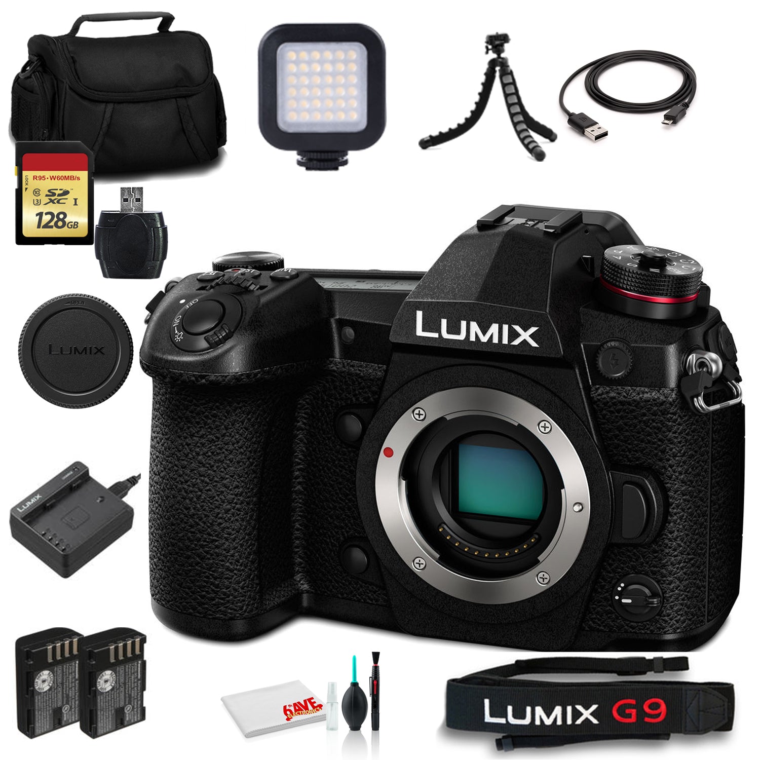 Panasonic Lumix DC-G9 Mirrorless Digital Camera (Body Only) (DC-G9KBODY) Pro Bundle
