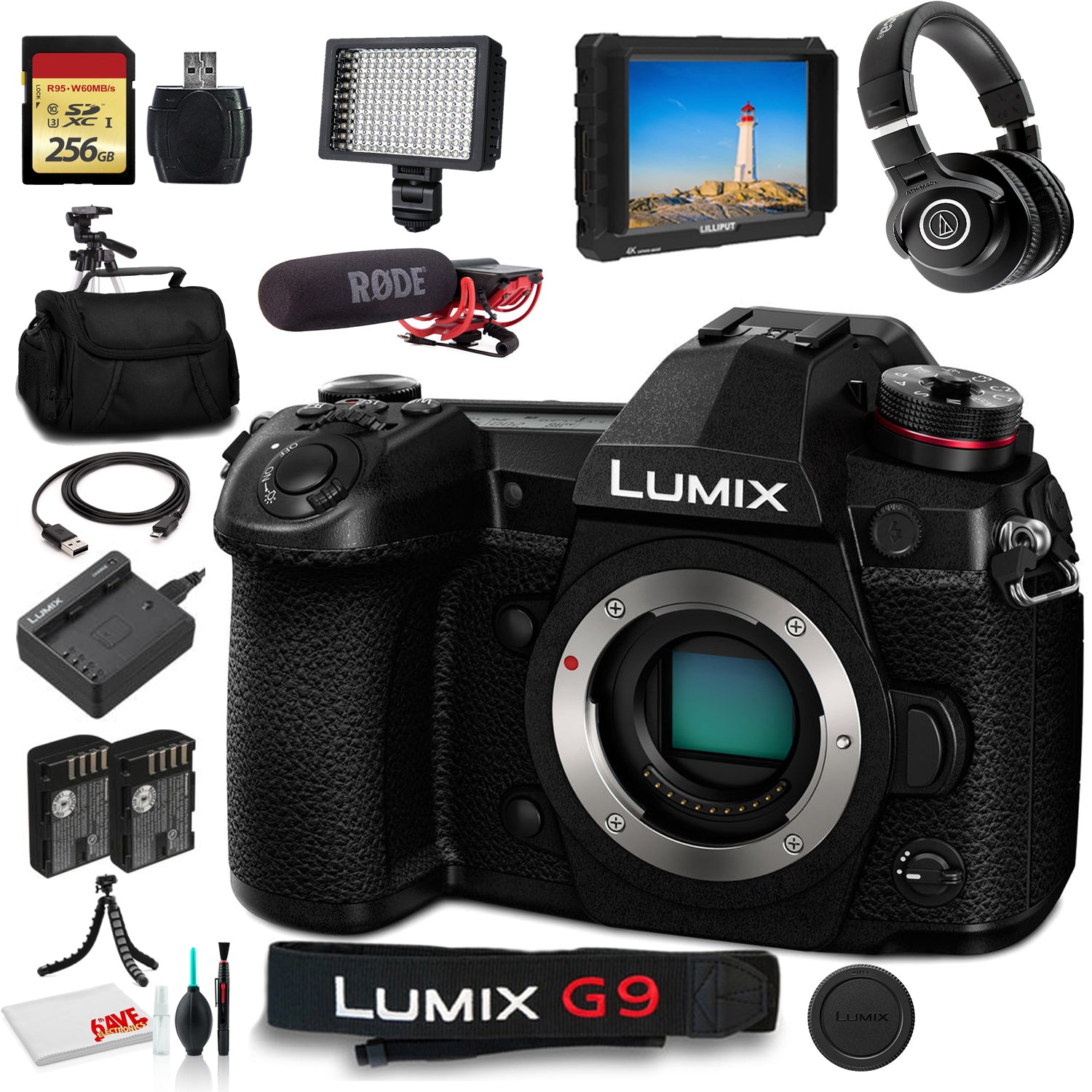 Panasonic Lumix DC-G9 Mirrorless Digital Camera (Body Only) (DC-G9KBODY) - Bundle -