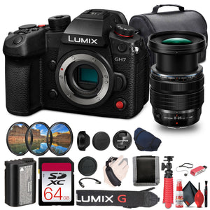 Panasonic Lumix GH7 Mirrorless Camera + Olympus 8-25mm f/4 PRO Lens Bundle