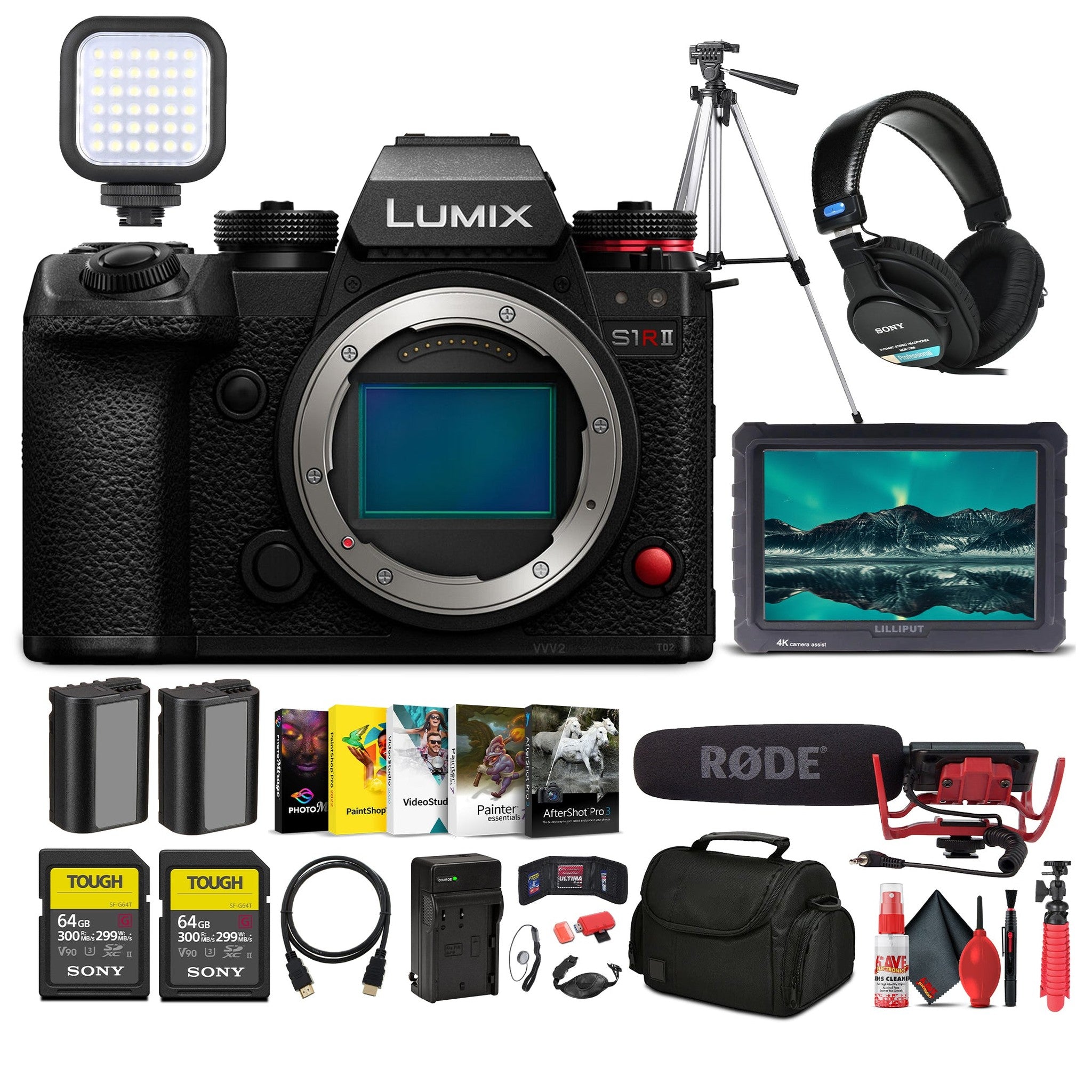 Panasonic Lumix S1R II Mirrorless Camera + More Accessory Bundle Panasonic