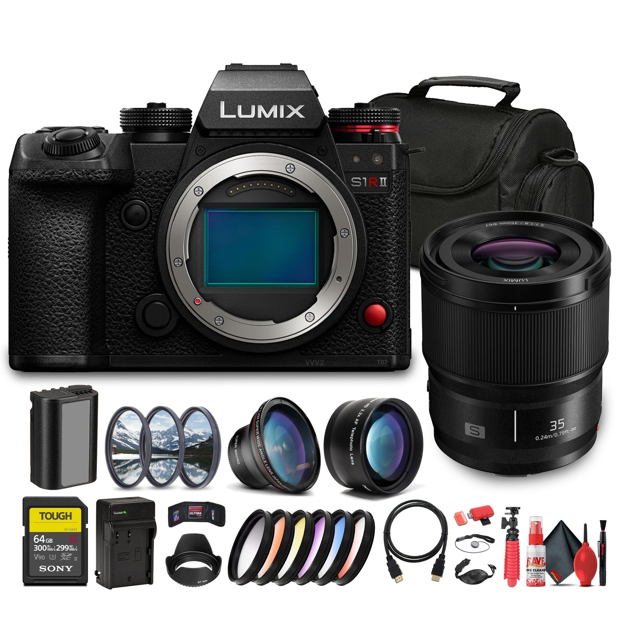 Panasonic Lumix S1R II Mirrorless Camera + More Accessory Bundle Panasonic