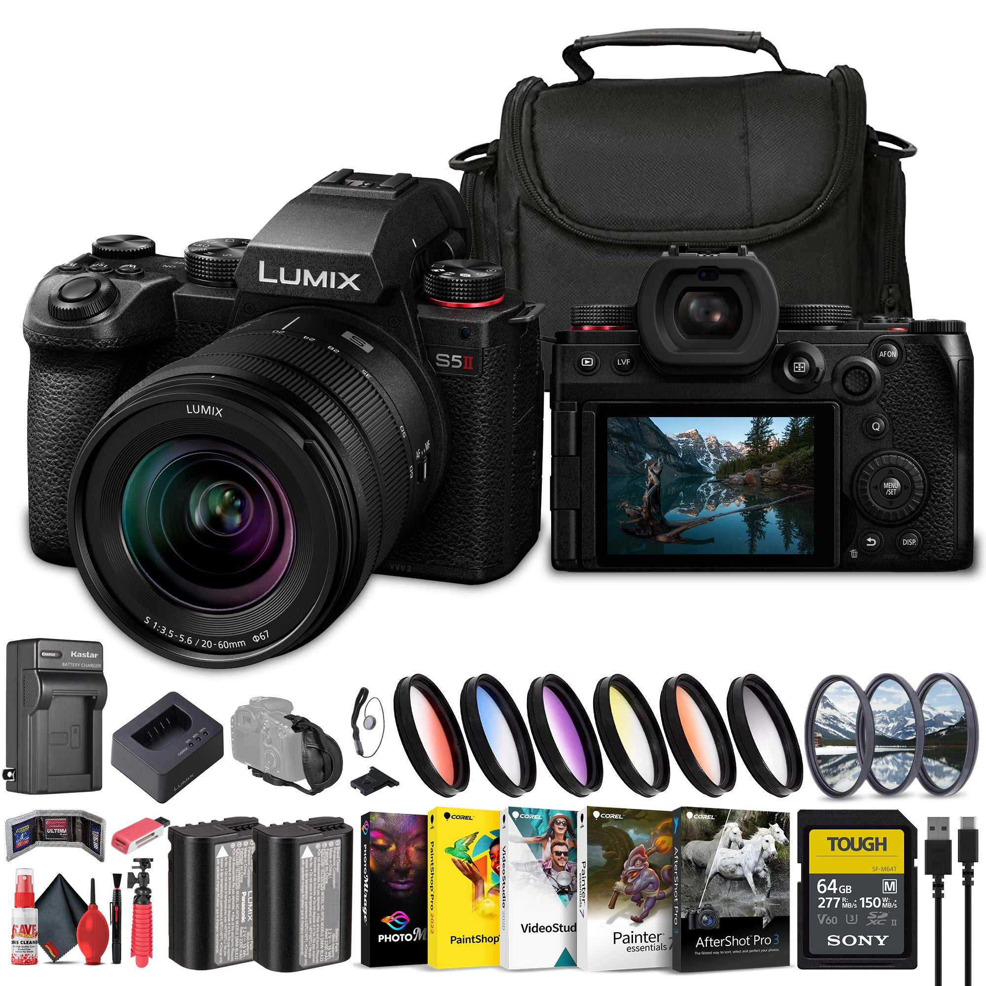 Panasonic Lumix S5 II Mirrorless Camera with 20-60mm Lens + 64GB Memory Card + More