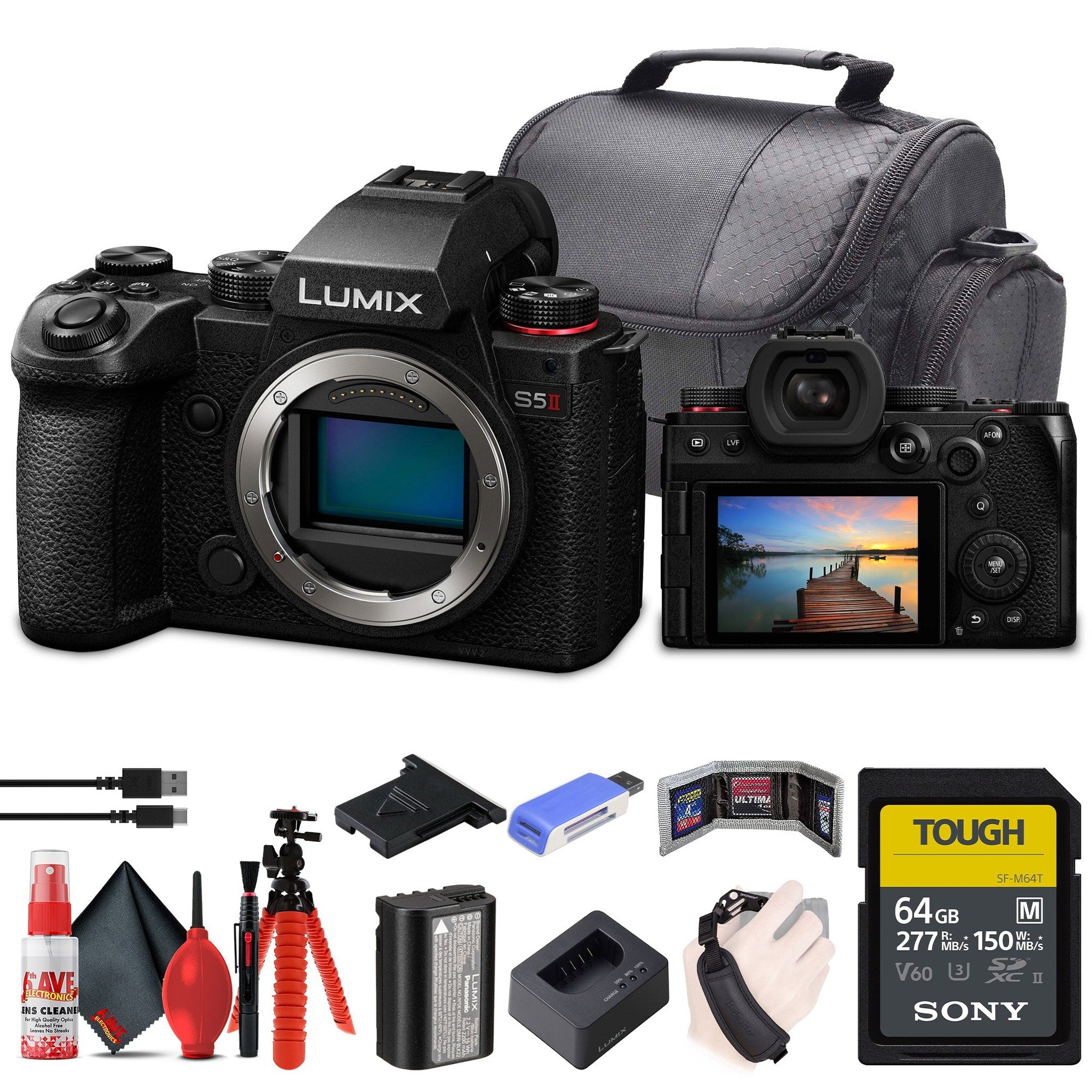 Panasonic Lumix S5 II Mirrorless Camera + 64GB Memory Card + Card Reader + More Panasonic