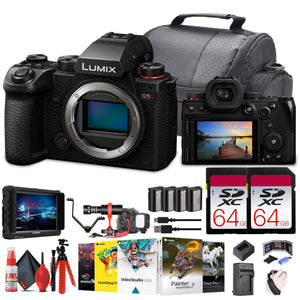 Panasonic Lumix S5 II Mirrorless Camera + 4K Monitor + 2 x 64GB Memory Cards + More