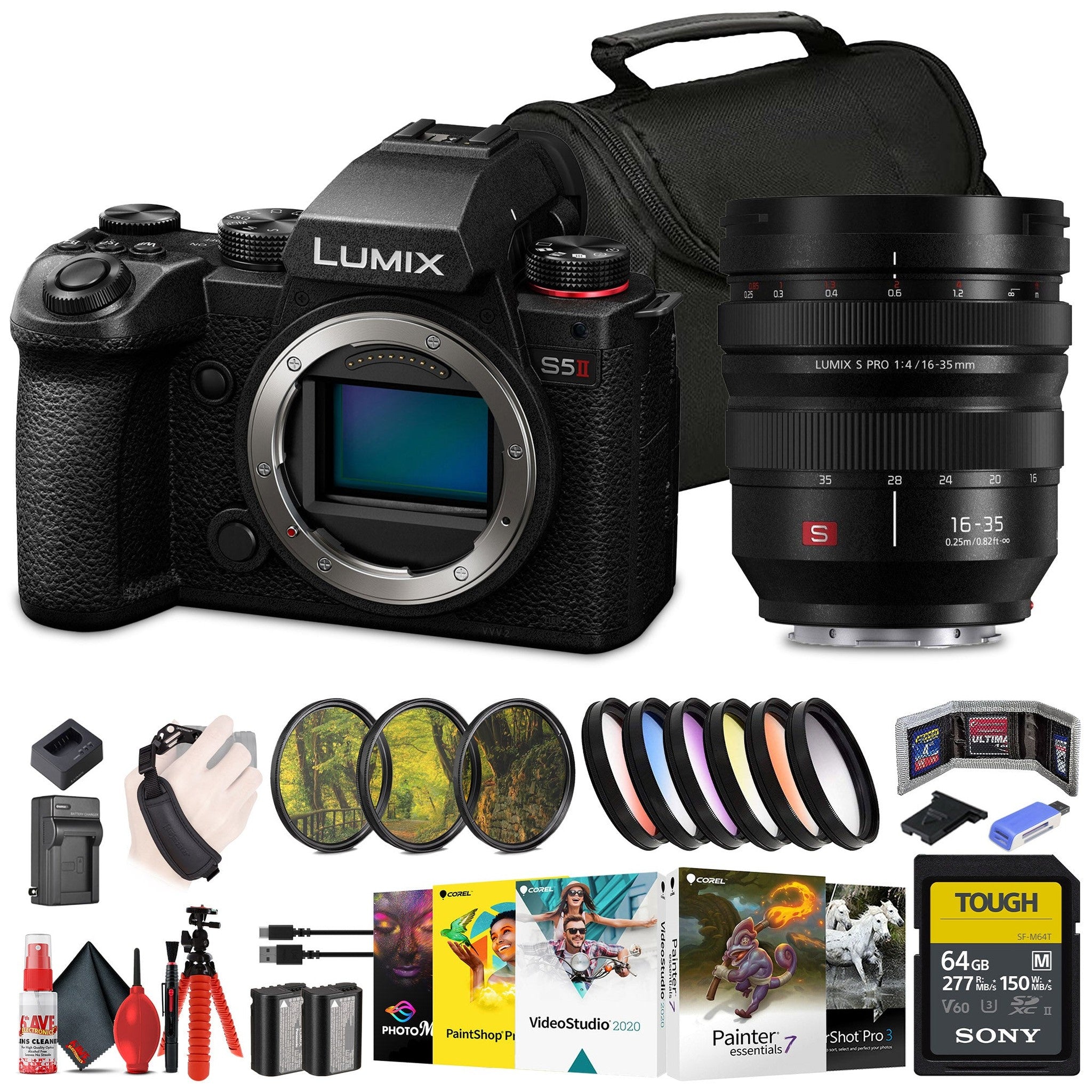 Panasonic Lumix S5 II Mirrorless Camera + Panasonic Lumix 16-35mm f/4 Lens + More Panasonic