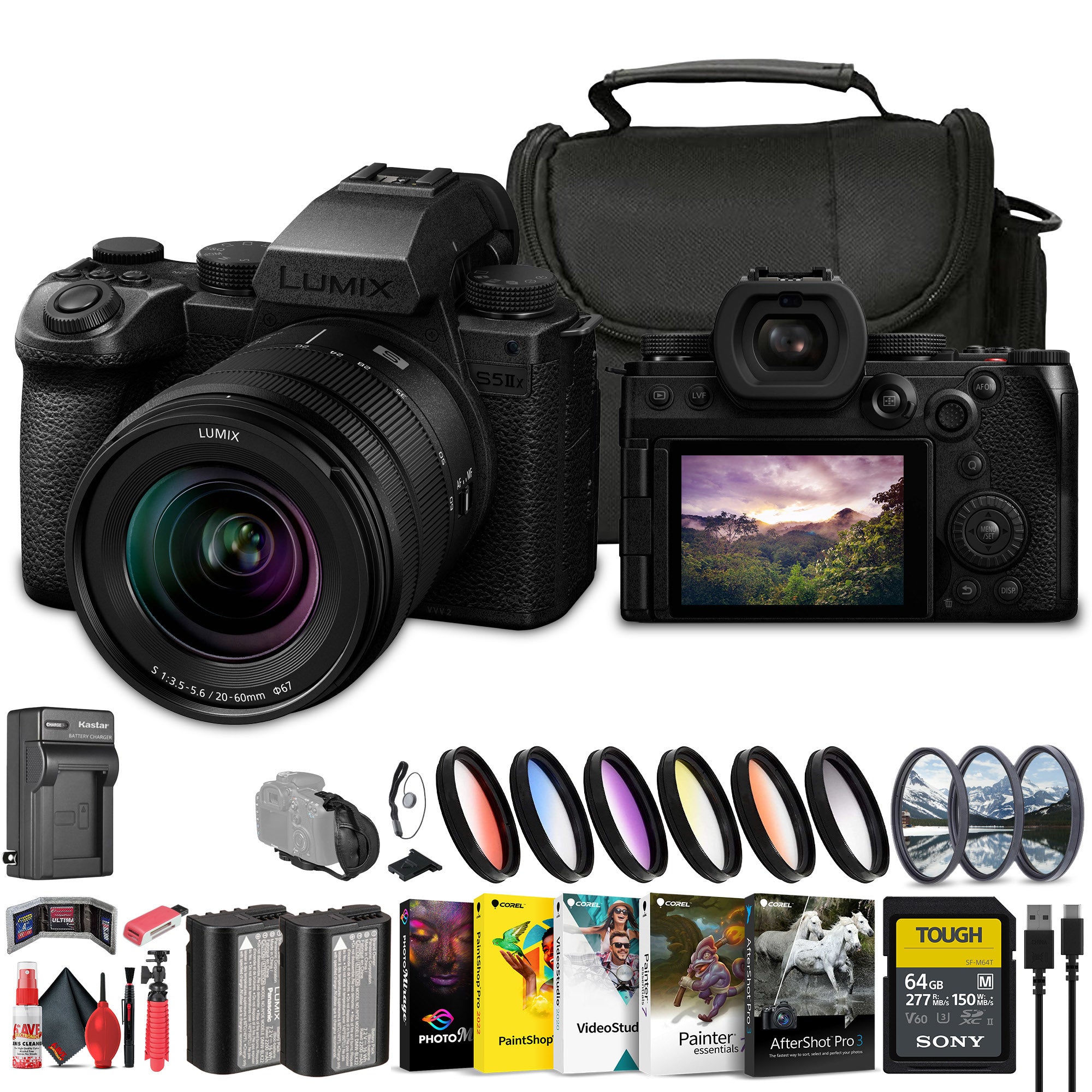 Panasonic Lumix S5 IIX Mirrorless Camera with 20-60mm Lens + 64GB Memory Card + More