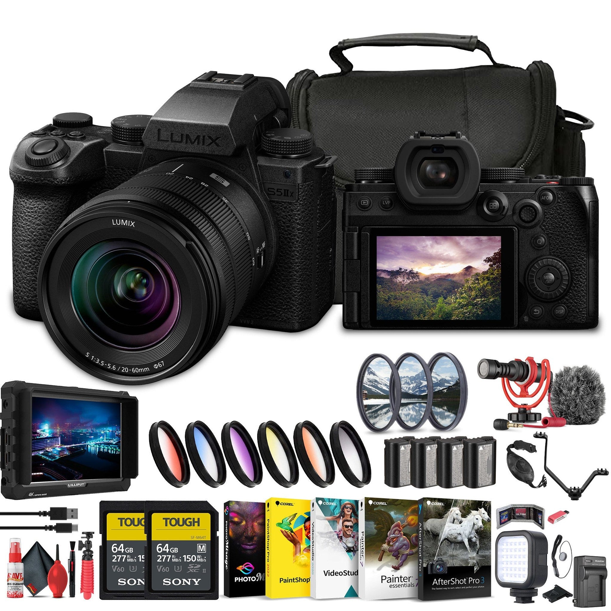 Panasonic Lumix S5 IIX Mirrorless Camera with 20-60mm Lens + 4K Monitor + More Panasonic