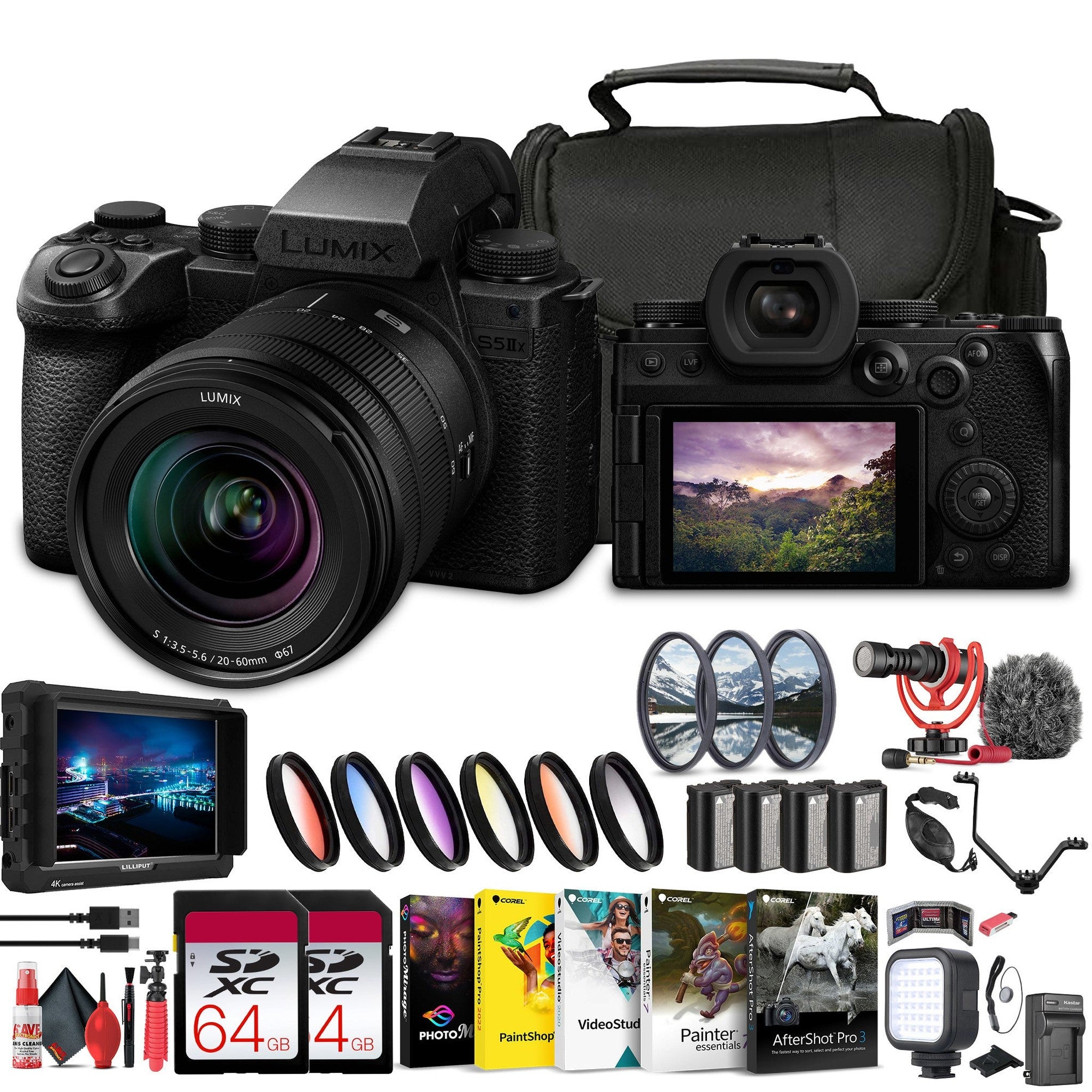 Panasonic Lumix S5 IIX Mirrorless Camera with 20-60mm Lens + 4K Monitor + More