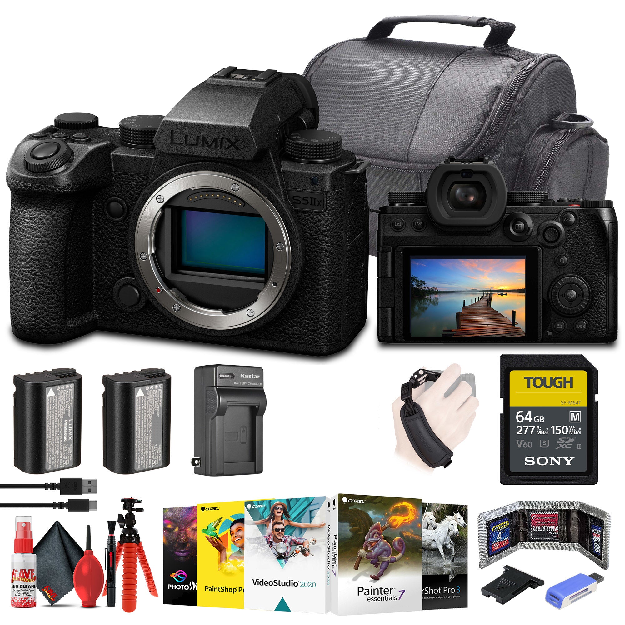 Panasonic Lumix S5 IIX Mirrorless Camera + 64GB Memory Card + Corel Photo Software + More