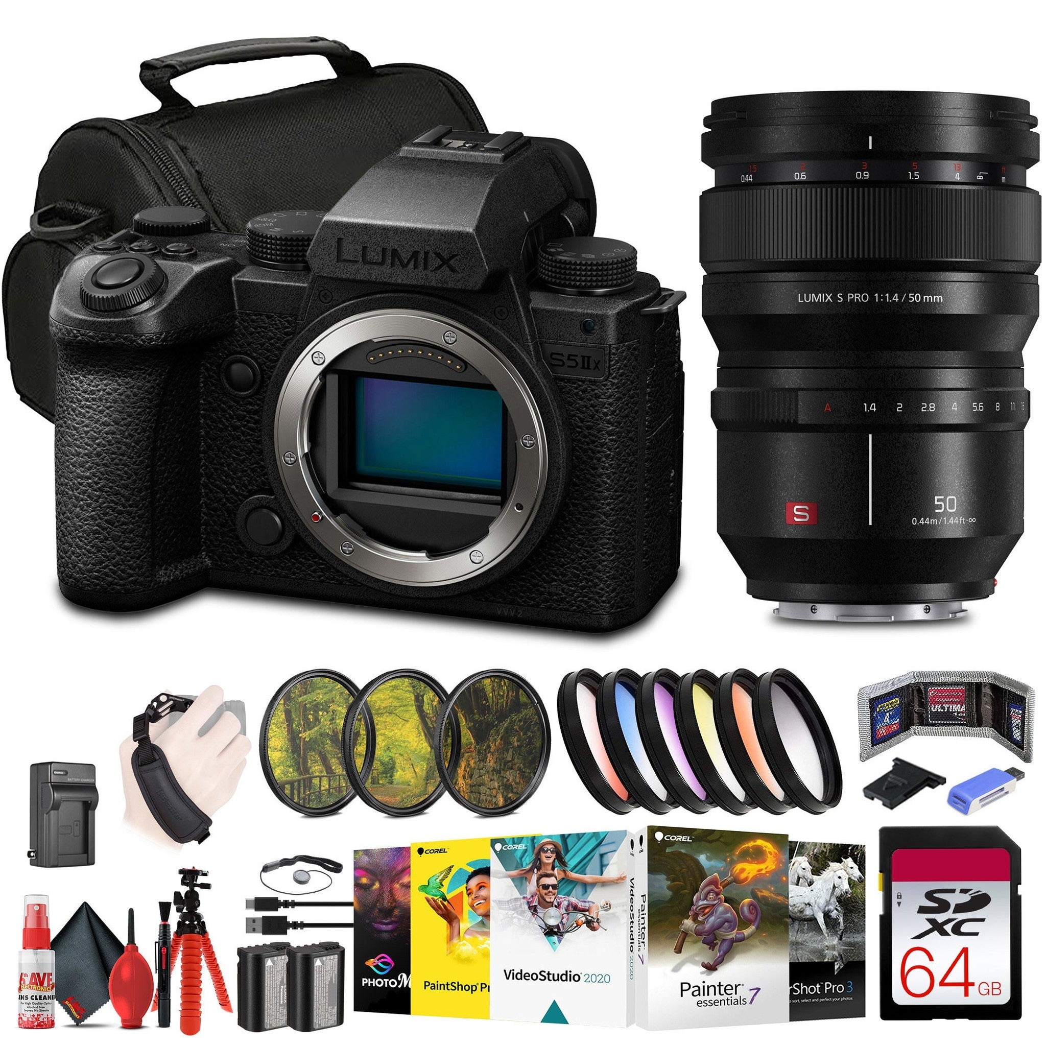 Panasonic Lumix S5 IIX Mirrorless Camera + Panasonic Lumix S 24-105mm Lens + More