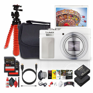 Panasonic TZ99 Point and Shoot Compact Travel Digital Camera White - Bundle