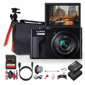 Panasonic TZ99 Point and Shoot Compact Travel Camera Black Bundle International Version