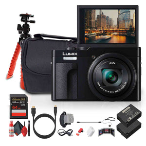 Panasonic TZ99 Point and Shoot Compact Travel Digital Camera Black - Bundle