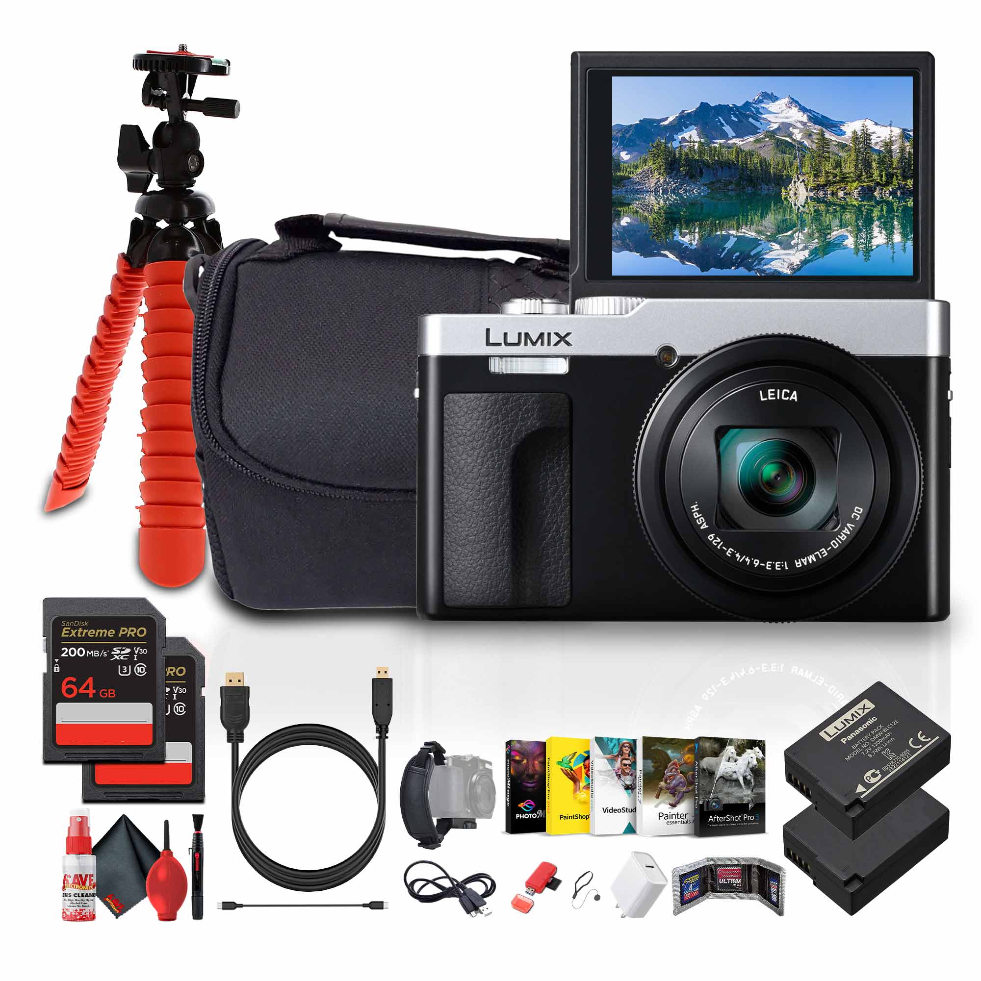 Panasonic ZS99 Point and Shoot Compact Travel Digital Camera (Silver) - Bundle