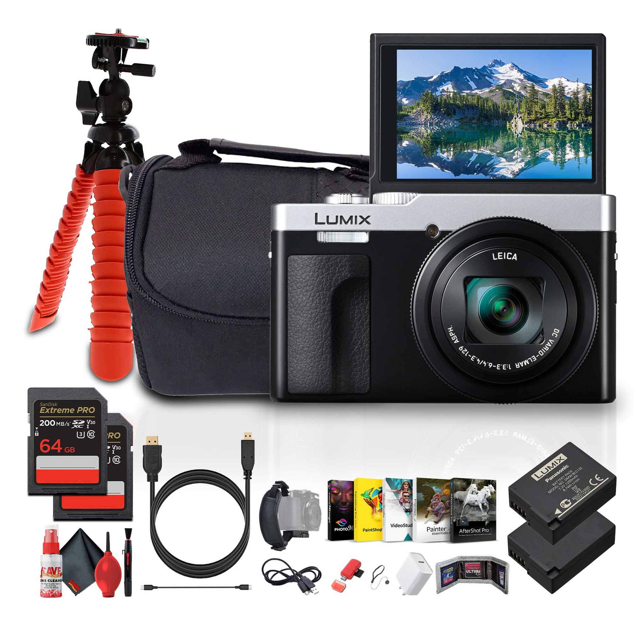Panasonic ZS99 Point and Shoot Compact Travel Digital Camera Silver - Bundle Panasonic