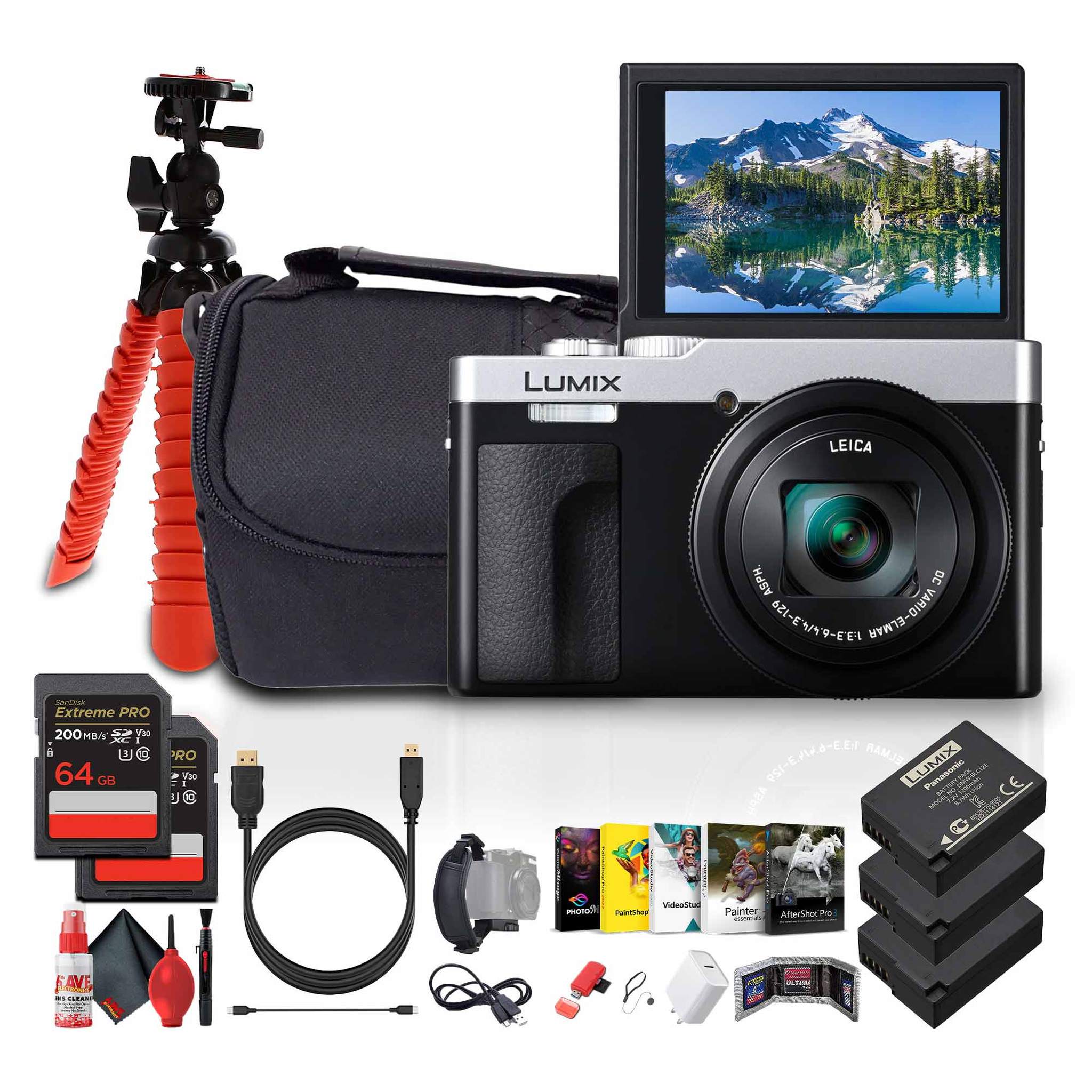 Panasonic ZS99 Point and Shoot Compact Travel Digital Camera Silver - Bundle Panasonic