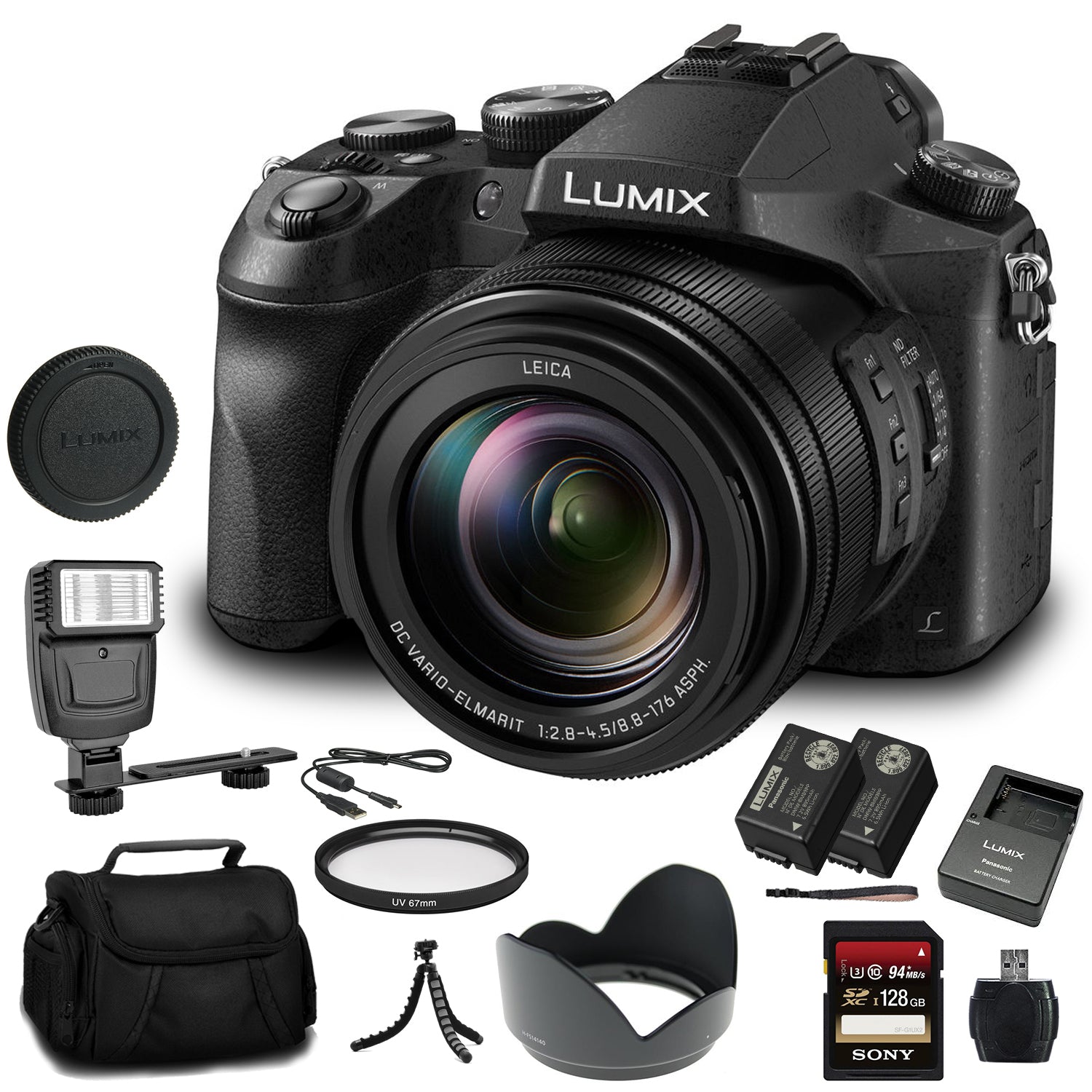 Panasonic Lumix DMC-FZ2500 Digital Camera (DMC-FZ2500) - 128 GB Card Bundle