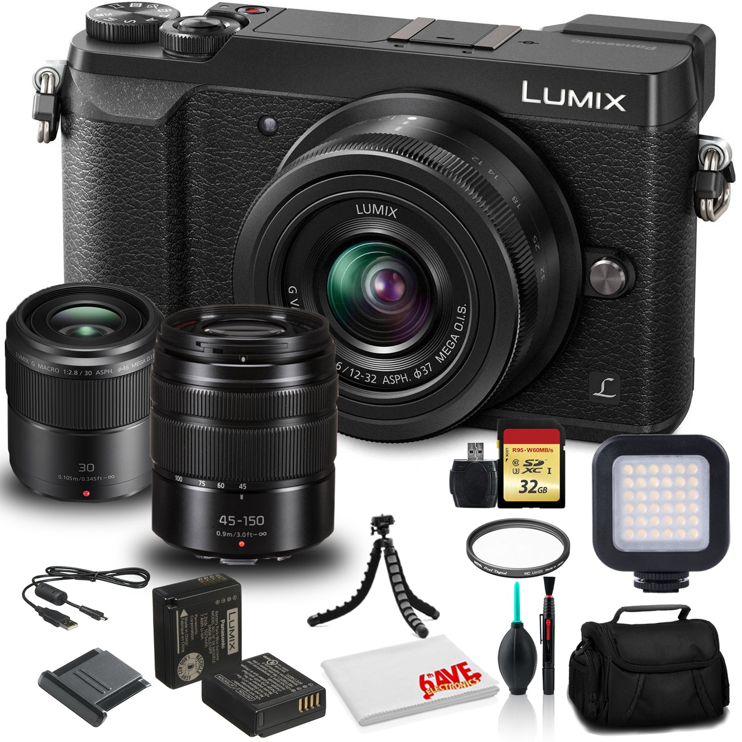 Panasonic Lumix DMC-GX85 Mirrorless Digital Camera with 12-32mm and 45-150mm Lenses (Black) Supreme Bundle