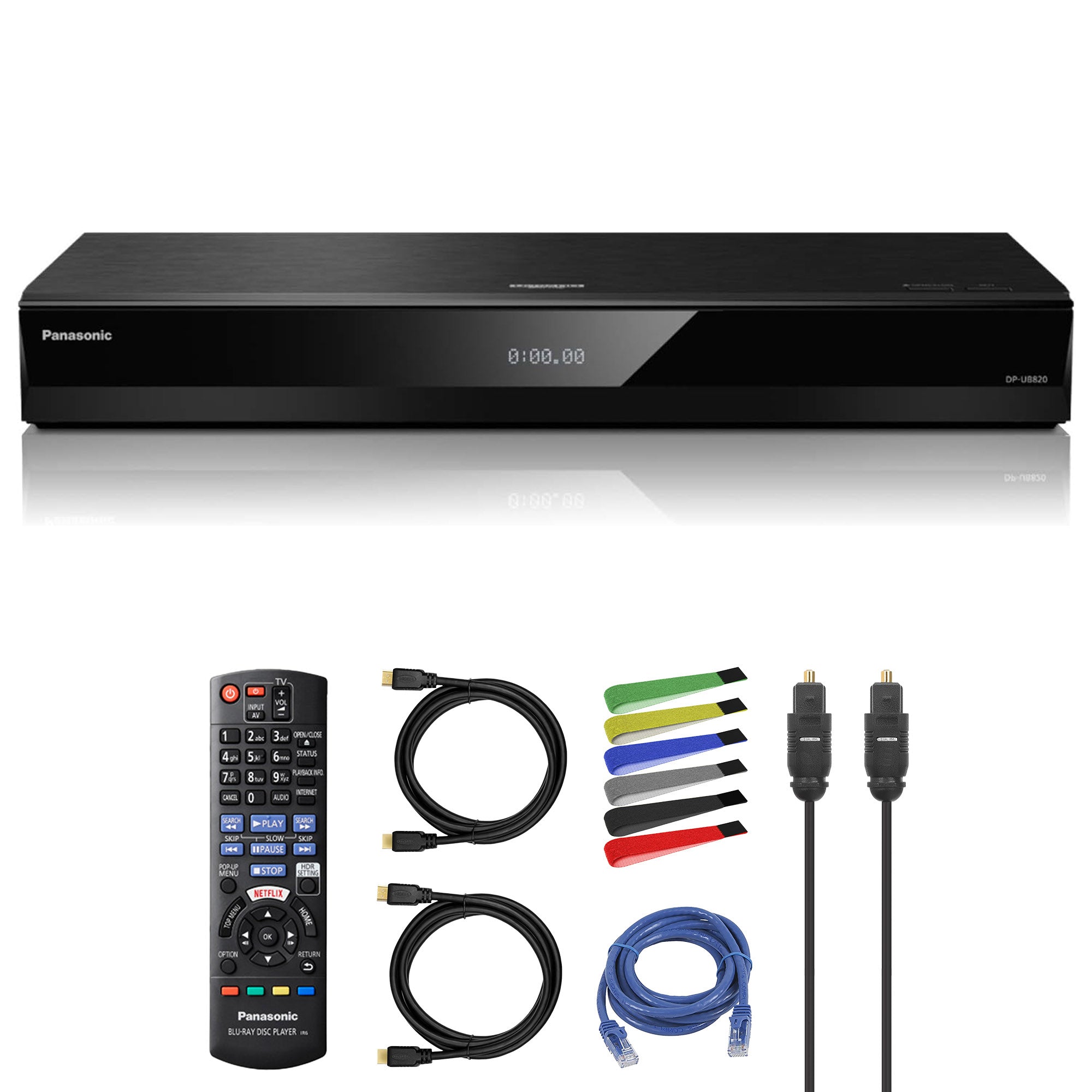 Panasonic DP-UB820-K + Network Cable + Optical Audio Cable + 2 x HDMI Cable + Cable Ties