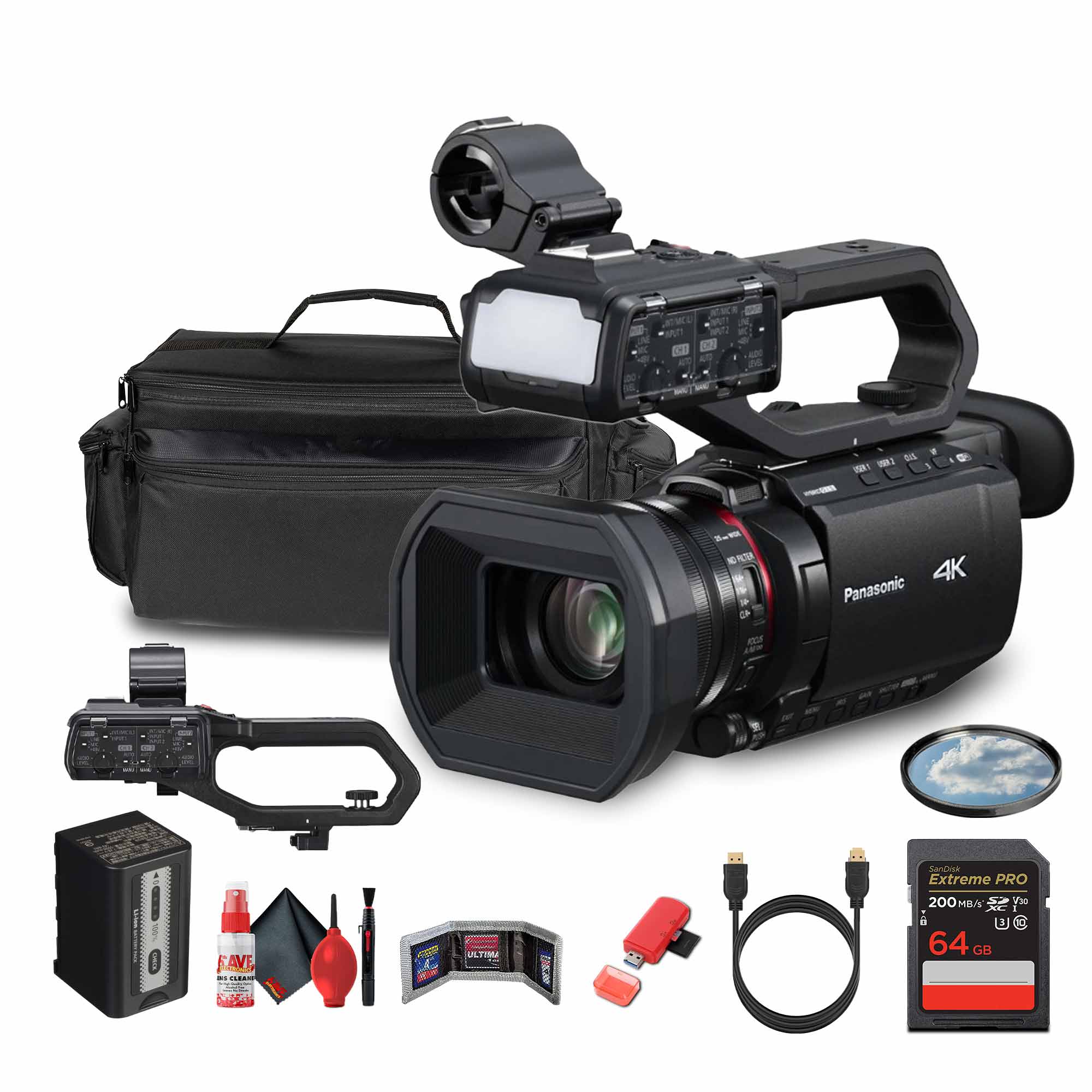 Panasonic HC-X2100 UHD 4K 3G-SDI/HDMI Pro Lightweight Camcorder with 24x Zoom - Bundle
