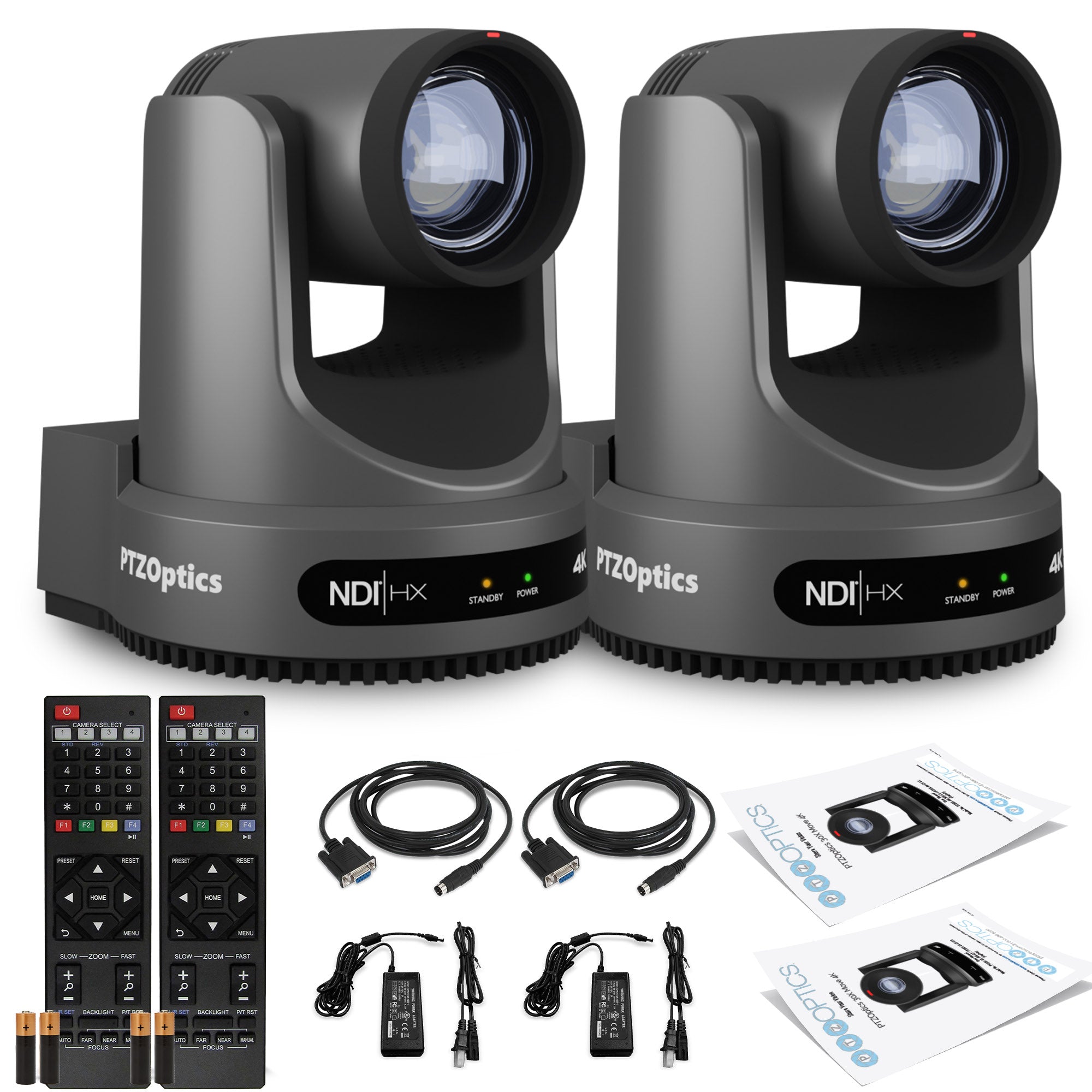 2 x PTZOptics Move 4K PTZ Camera with 12x Zoom Gray PT12X-4K-GY-G3 PTZOptics