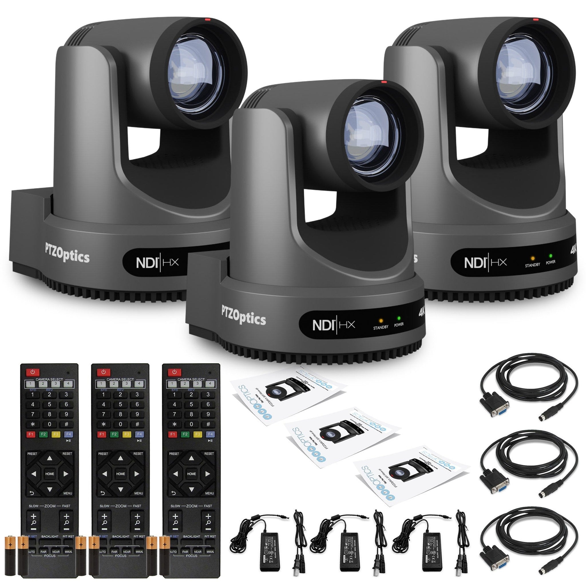 3 x PTZOptics Move 4K PTZ Camera with 12x Zoom Gray PT12X-4K-GY-G3