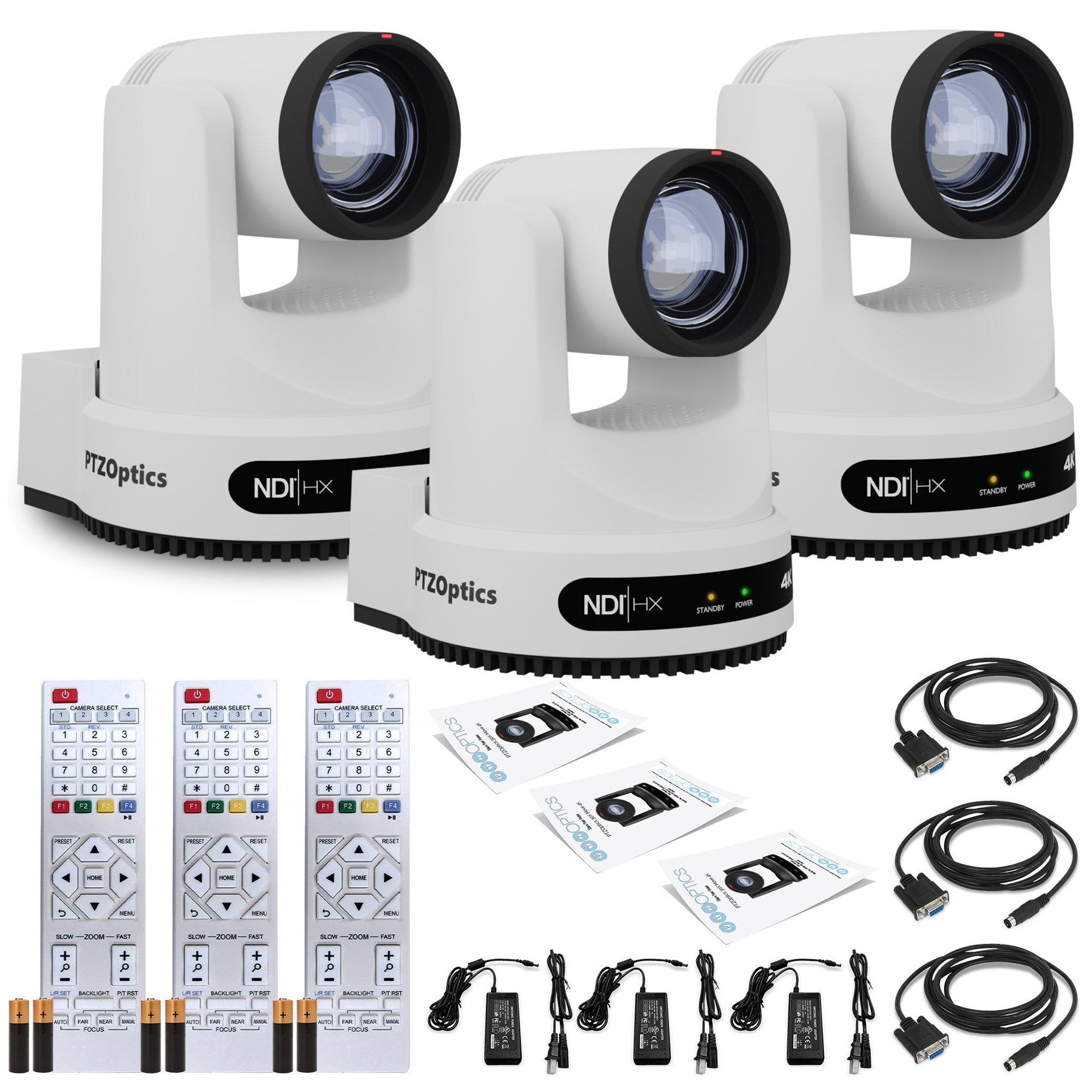3 x PTZOptics Move 4K PTZ Camera with 12x Optical Zoom White PT12X-4K-WH-G3 PTZOptics