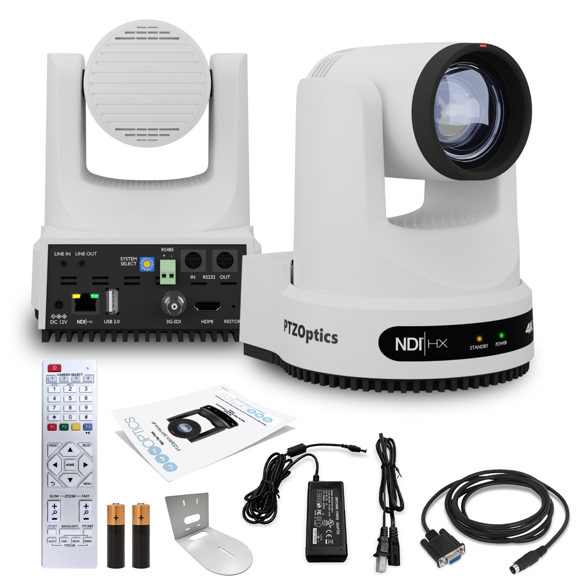 PTZOptics Move 4K PTZ Camera with 12x Optical Zoom White PT12X-4K-WH-G3 + Wall Mount