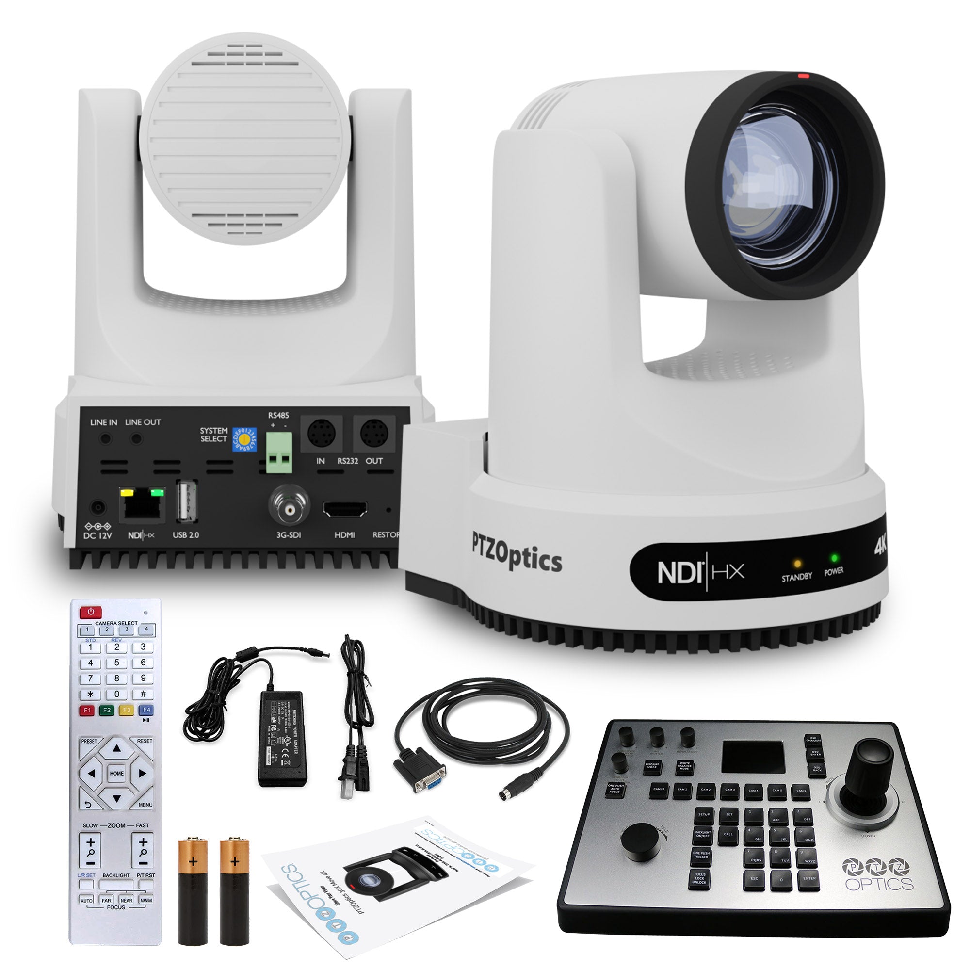 PTZOptics Move 4K PTZ Camera with 12x Optical Zoom White PT12X-4K-WH-G3 + PT-JOY-G4 Controller
