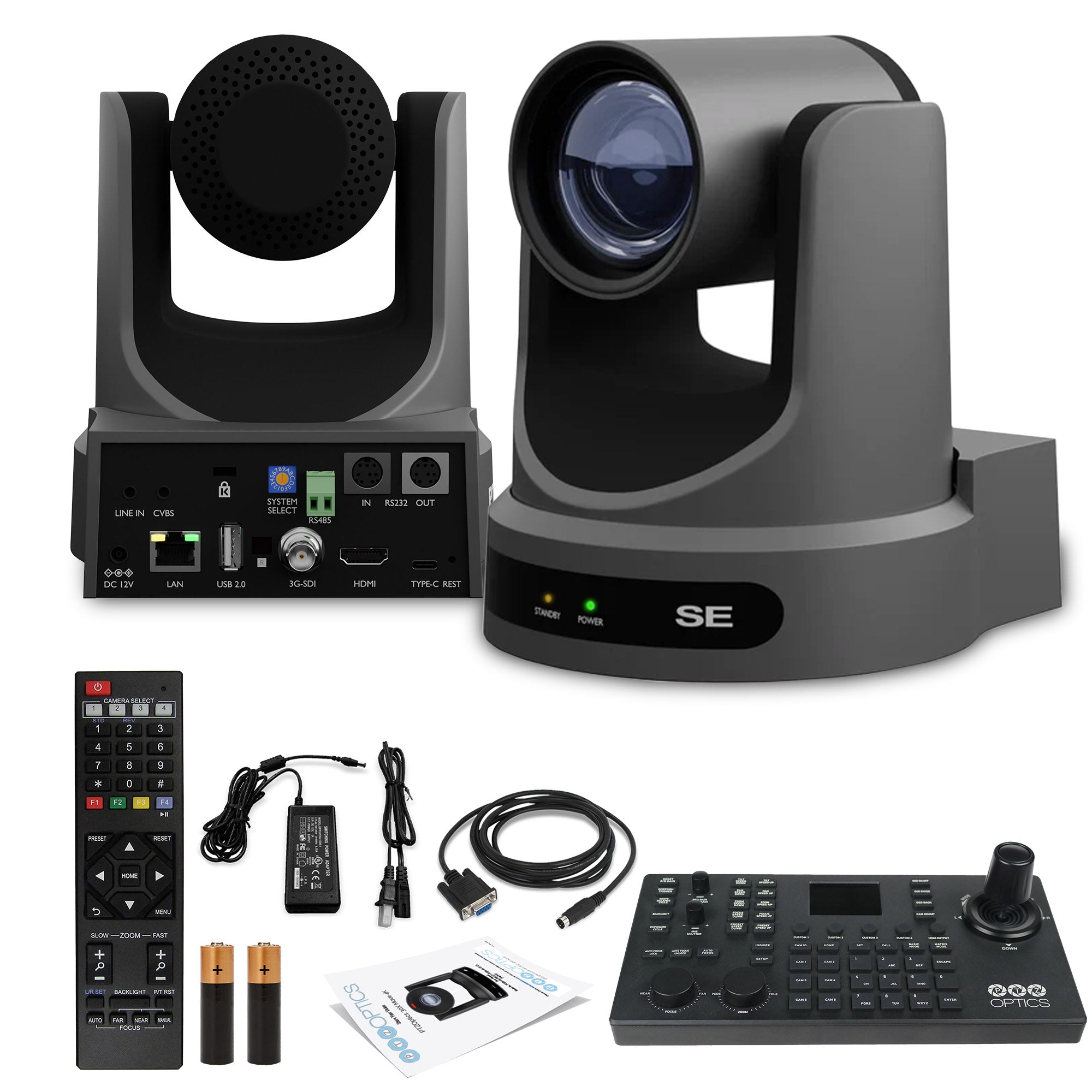PTZOptics Move SE PTZ Camera with 12x Optical Zoom PT12X-SE-GY-G3 + SuperJoy PTZ Camera Controller