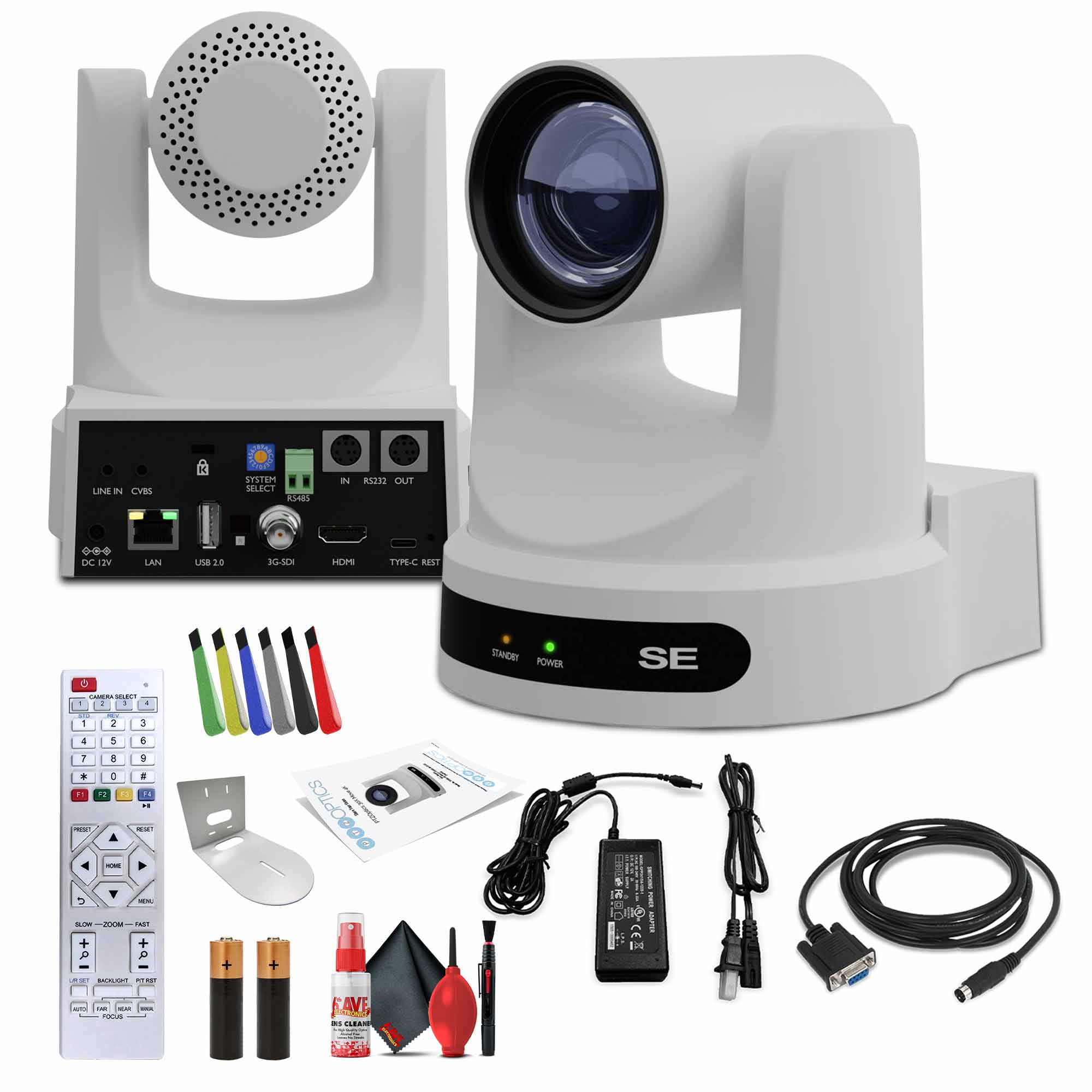 PTZOptics Move SE PTZ Camera with 12x Optical Zoom (White) + Wall Mount (White)