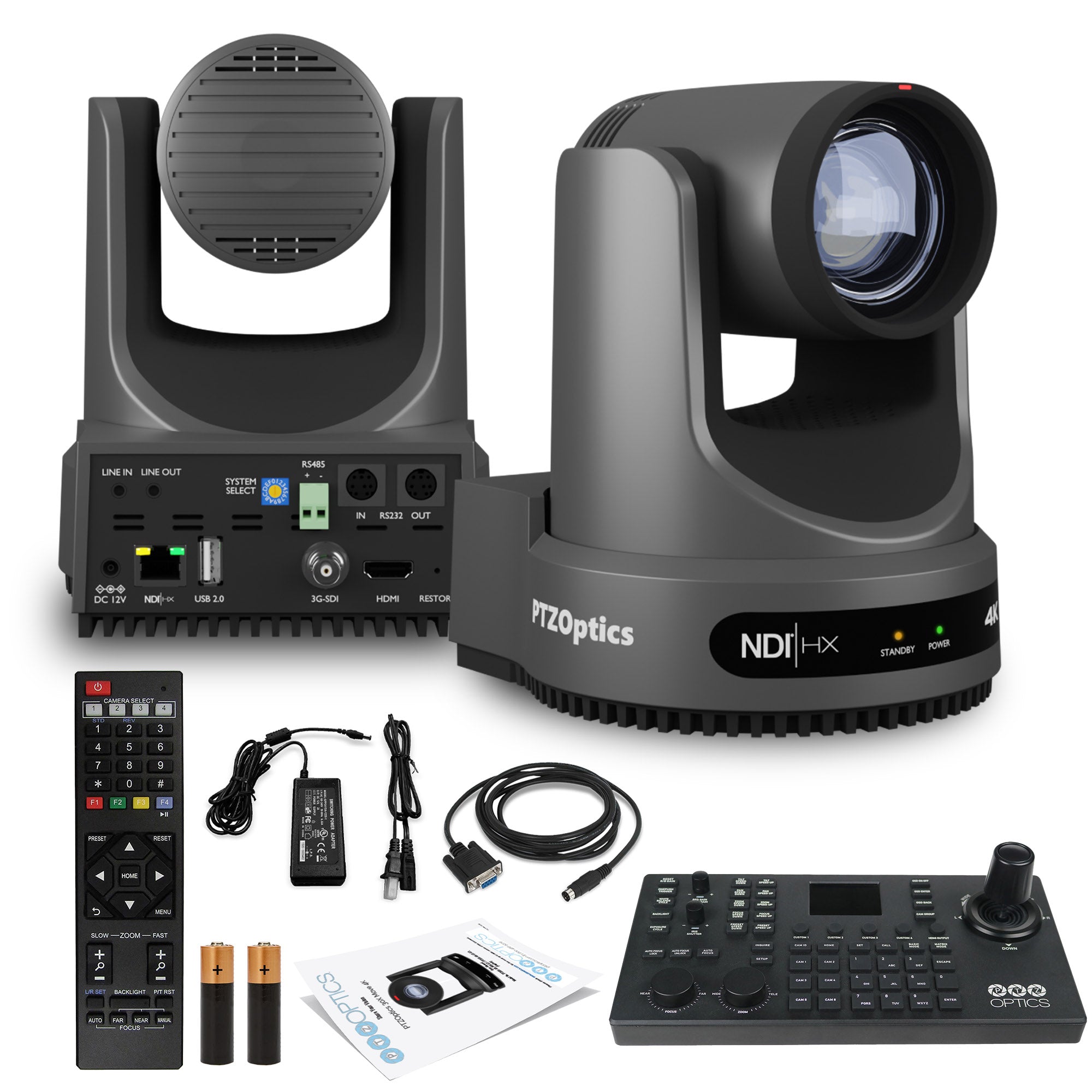 PTZOptics Move 4K PTZ Camera with 20x Zoom (Gray) (PT20X-4K-GY-G3) + SuperJoy PTZ Controller