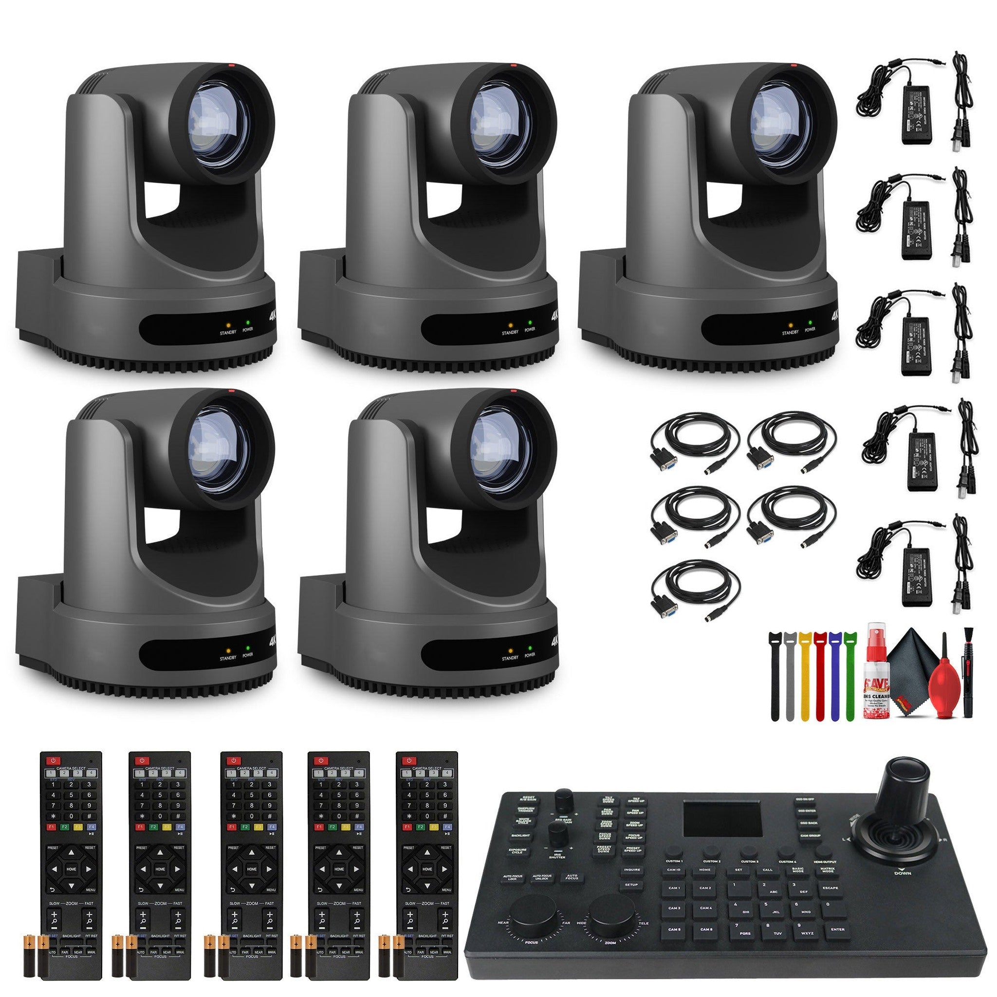 5 x PTZOptics Move 4K PTZ Camera with 20x Zoom Gray PT20X-4K-GY-G3 + SuperJoy PTZ Controller