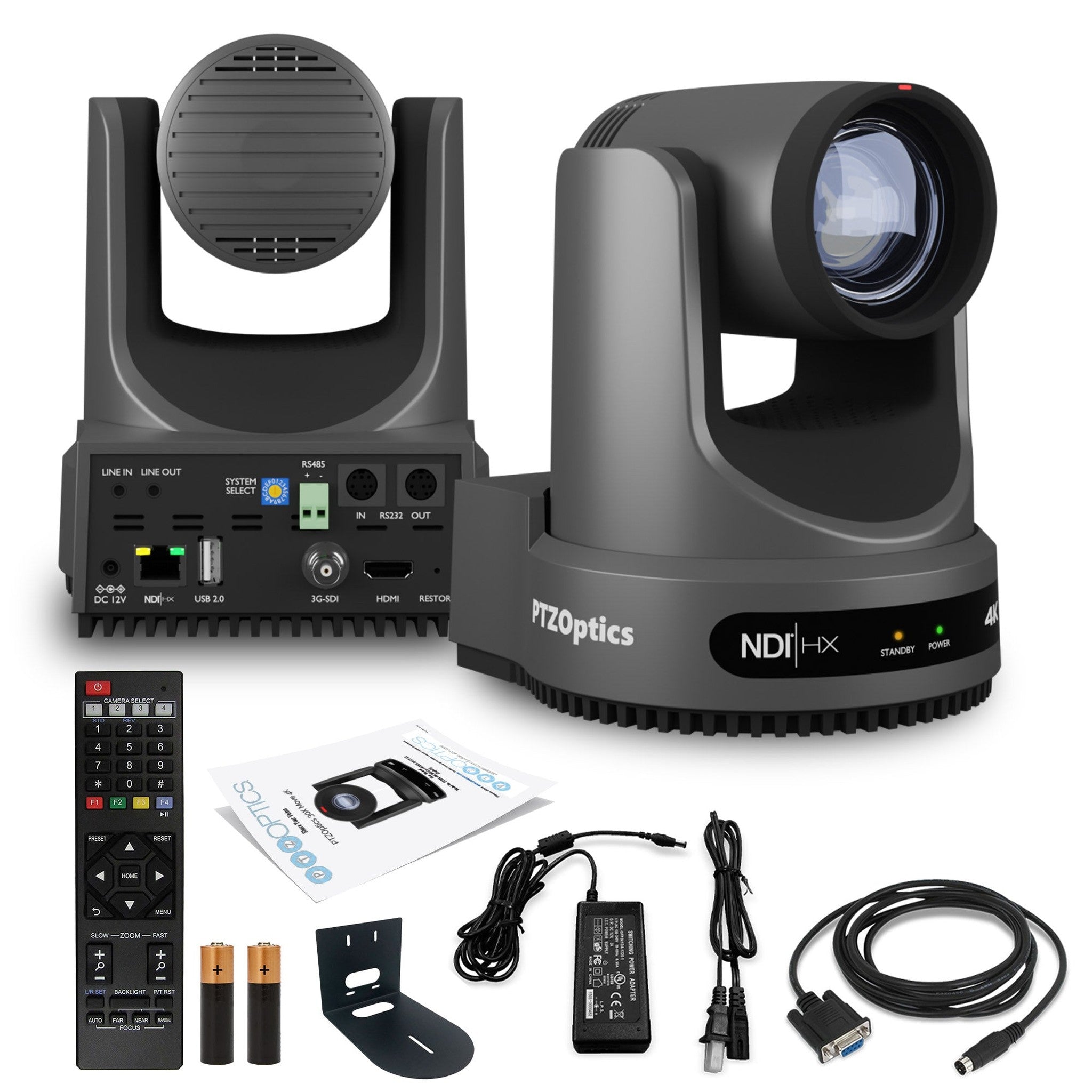 PTZOptics Move 4K PTZ Camera with 20x Zoom Gray PT20X-4K-GY-G3 + Wall Mount PTZOptics