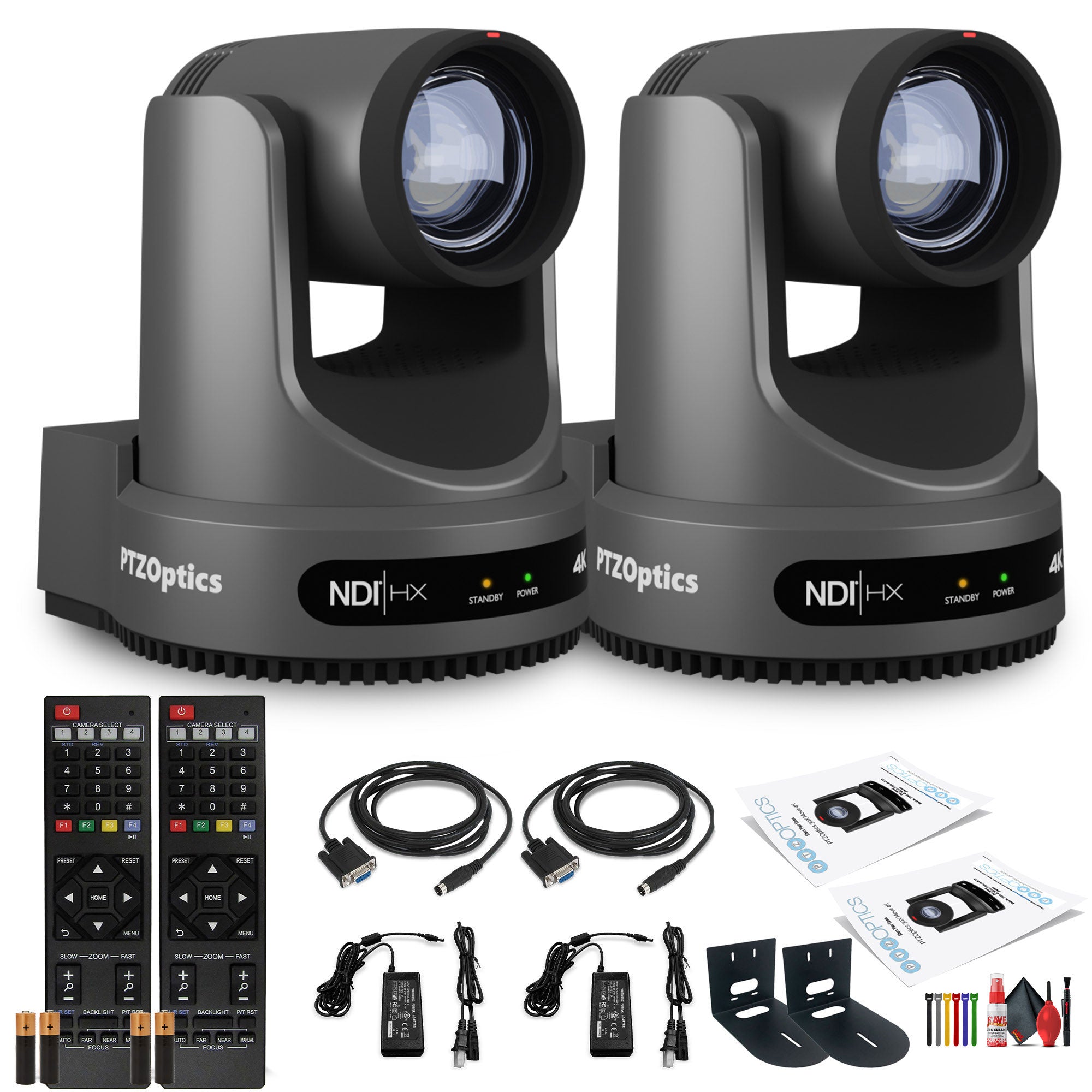 2 x PTZOptics Move 4K PTZ Camera with 20x Zoom Gray PT20X-4K-GY-G3 + 2 x Wall Mount