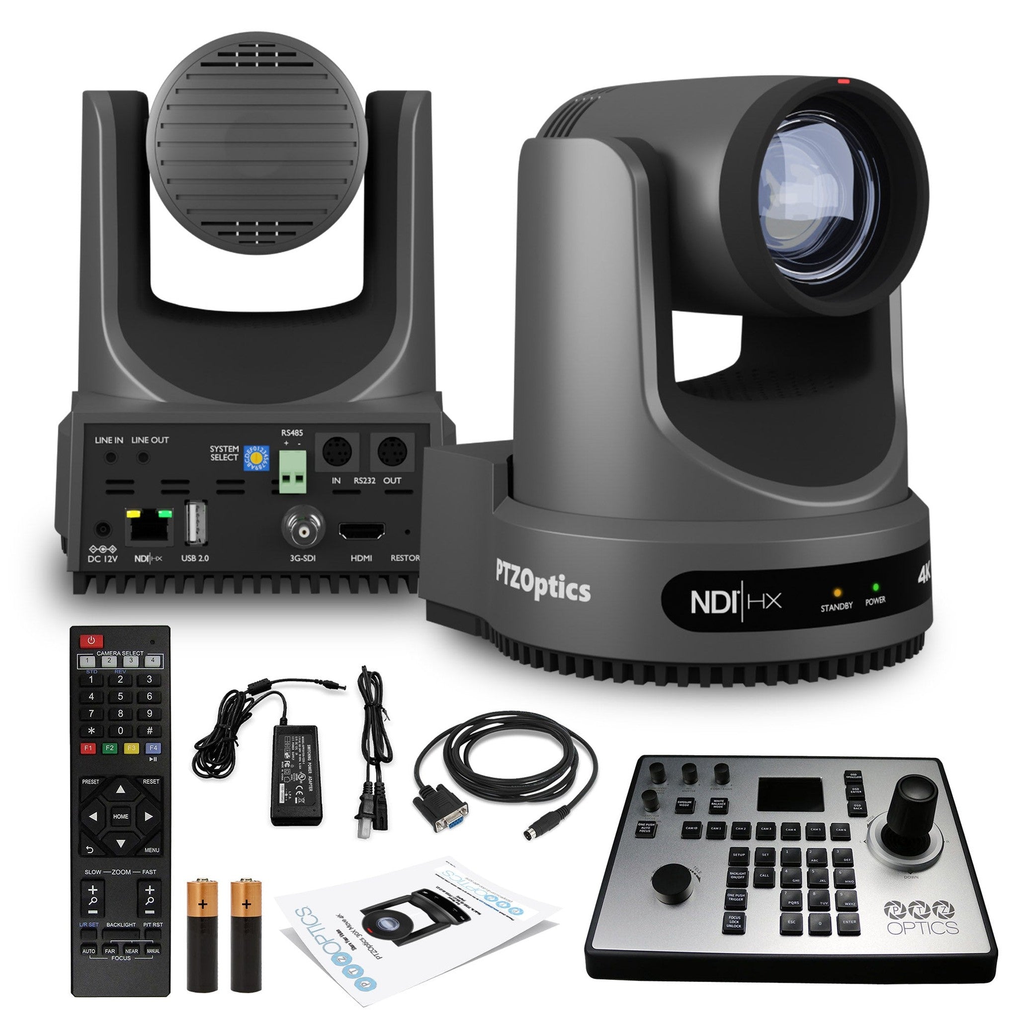 PTZOptics Move 4K PTZ Camera with 20x Zoom Gray PT20X-4K-GY-G3 + PT-JOY-G4 Controller PTZOptics