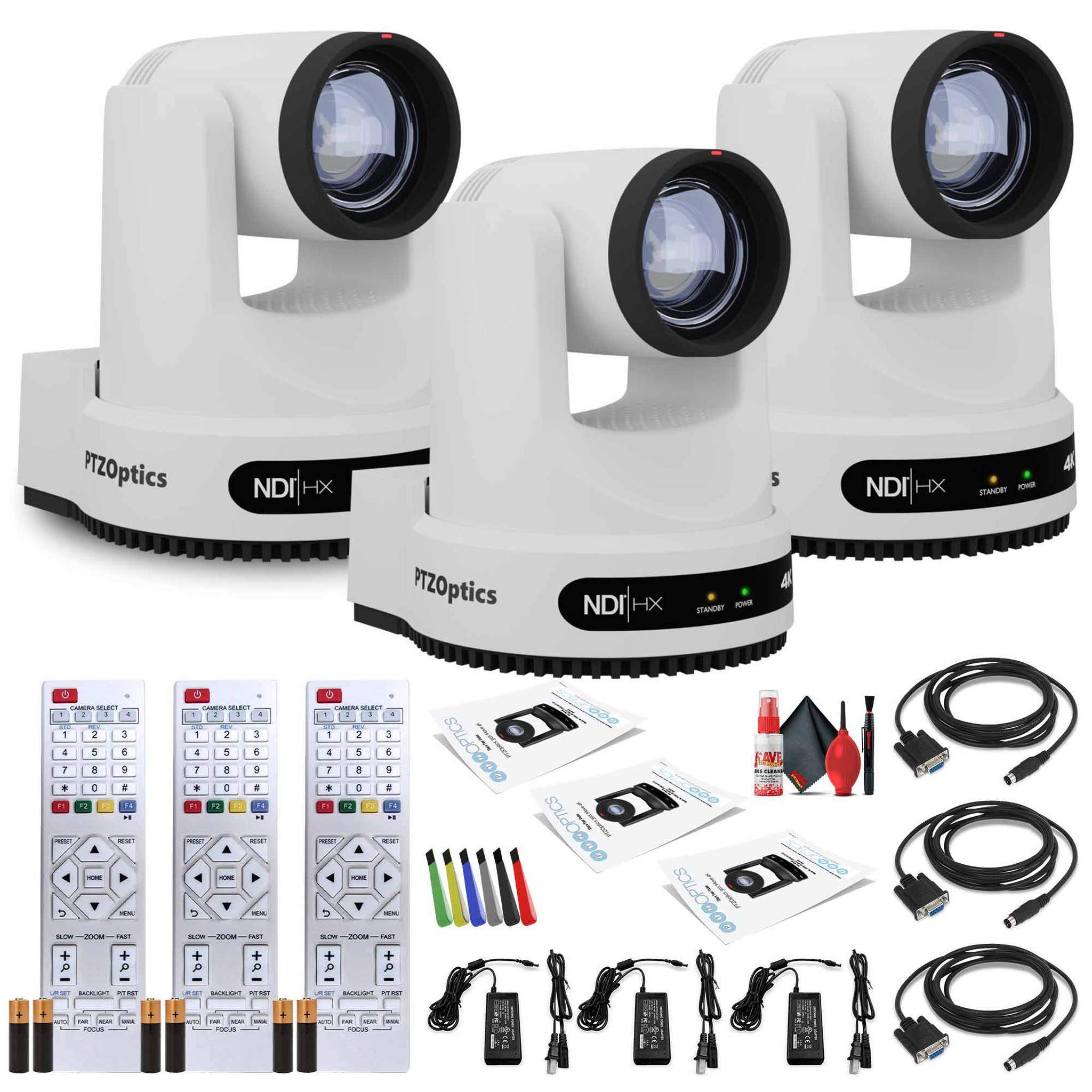 3 x PTZOptics Move 4K PTZ Camera with 20x Zoom White PT20X-4K-WH-G3