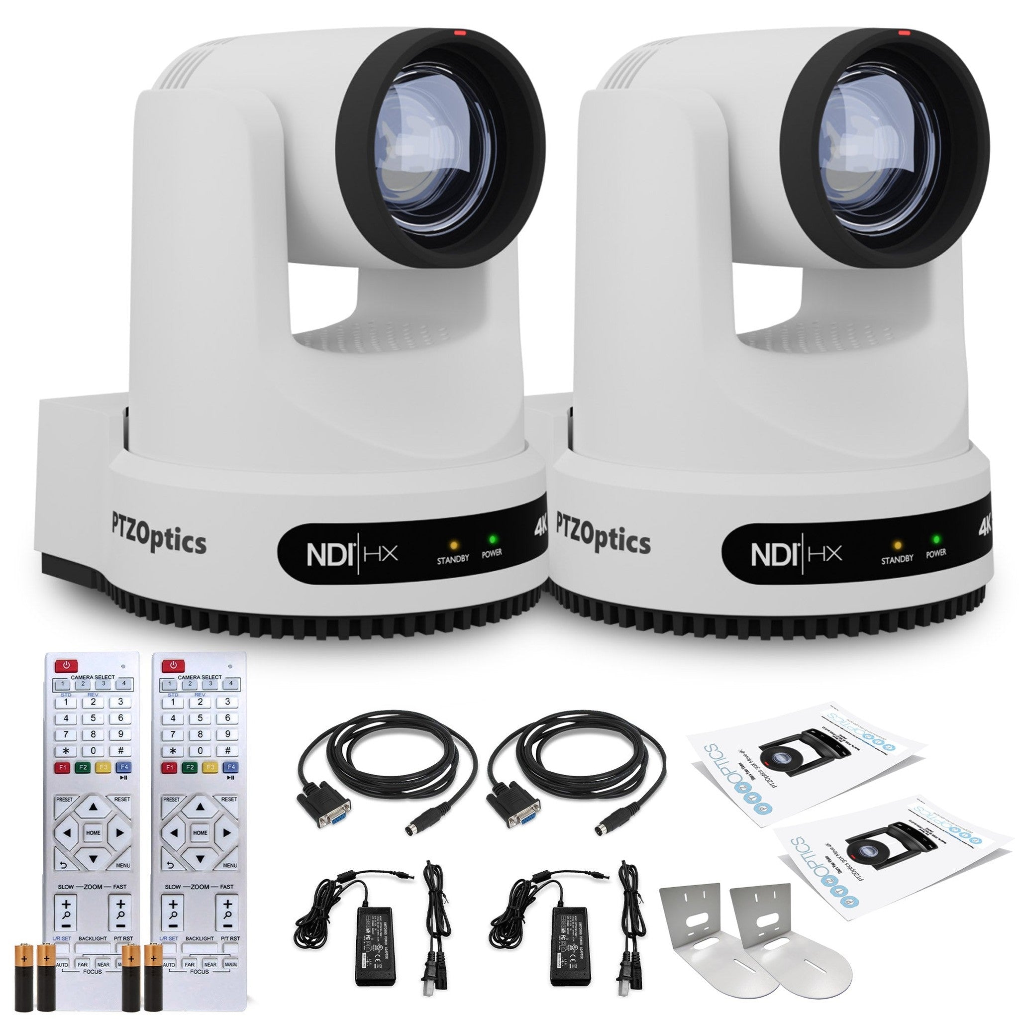 2 x PTZOptics Move 4K PTZ Camera with 20x Zoom White PT20X-4K-WH-G3 + 2 x Wall Mount