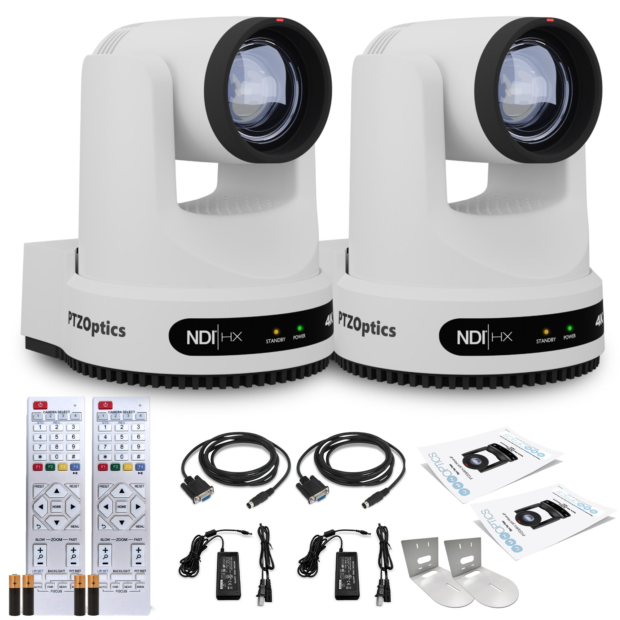 2 x PTZOptics Move 4K PTZ Camera with 20x Zoom White PT20X-4K-WH-G3 + 2 x Wall Mount