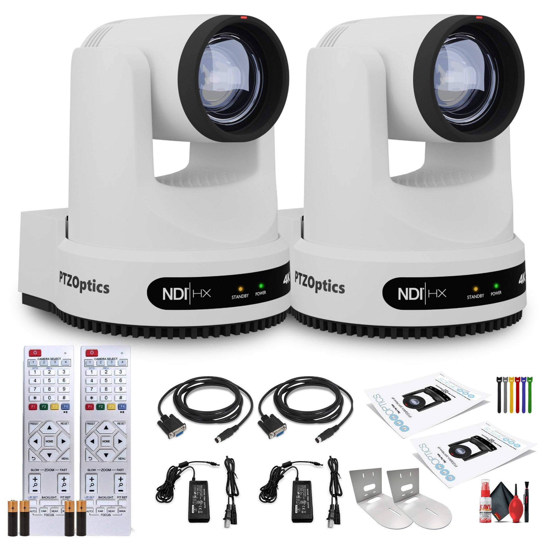2 x PTZOptics Move 4K PTZ Camera with 20x Zoom White PT20X-4K-WH-G3 + 2 x Wall Mount