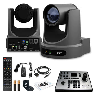 PTZOptics Move SE PTZ Camera with 20x Optical Zoom Gray PT20X-SE-GY-G3 + PT-JOY-G4 Controller + Wall Mount