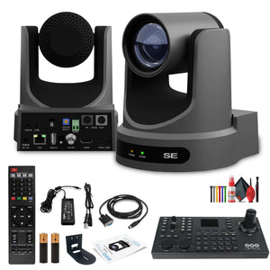 PTZOptics Move SE PTZ Camera with 20x Optical Zoom PT20X-SE-GY-G3 + SuperJoy PTZ Camera Controller + Wall Mount