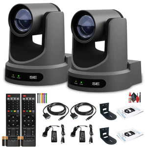 2 x PTZOptics Move SE PTZ Camera with 20x Optical Zoom Gray PT20X-SE-GY-G3 + 2 x Wall Mount