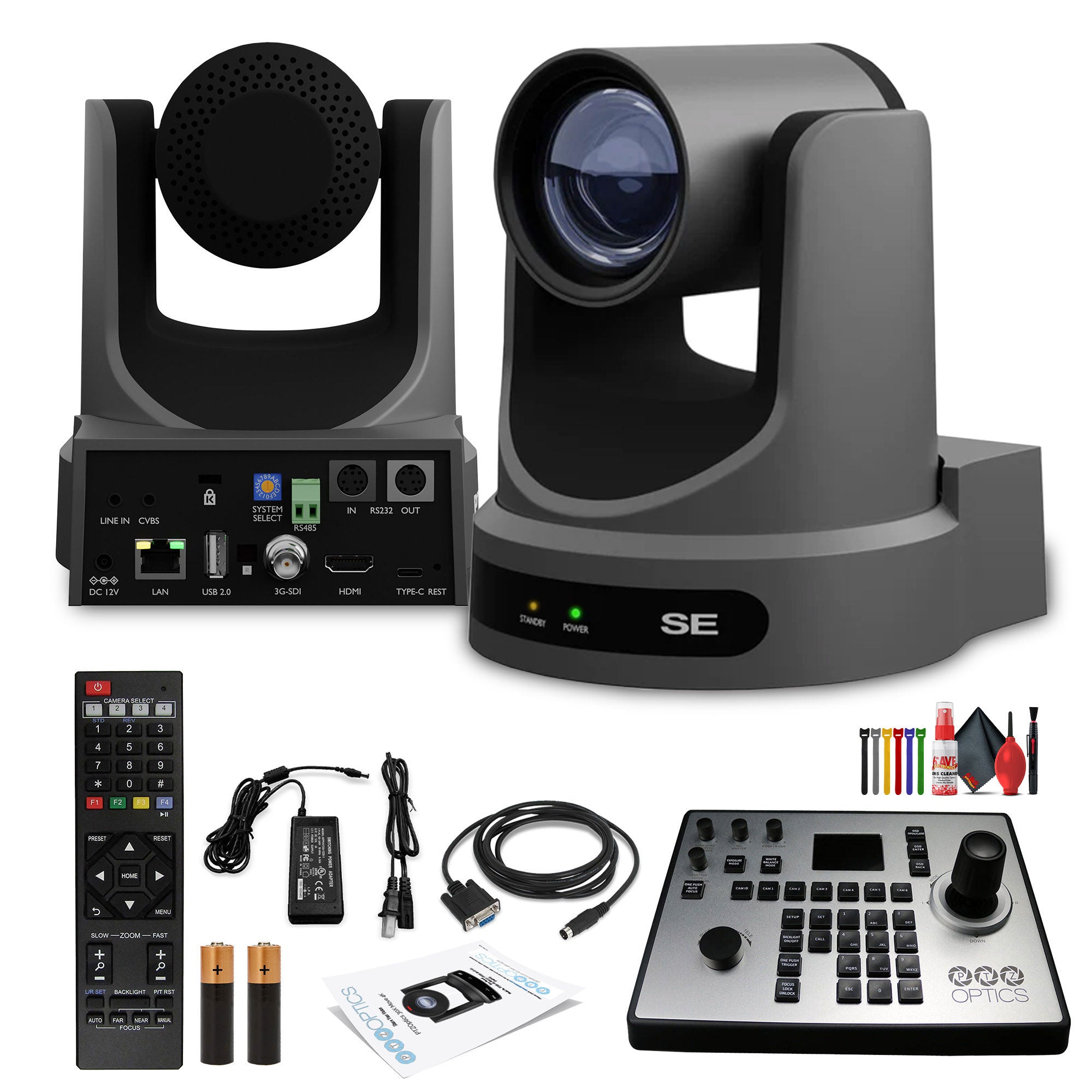 PTZOptics Move SE PTZ Camera with 20x Optical Zoom Gray PT20X-SE-GY-G3 + PTZOptics PT-JOY-G4 Controller